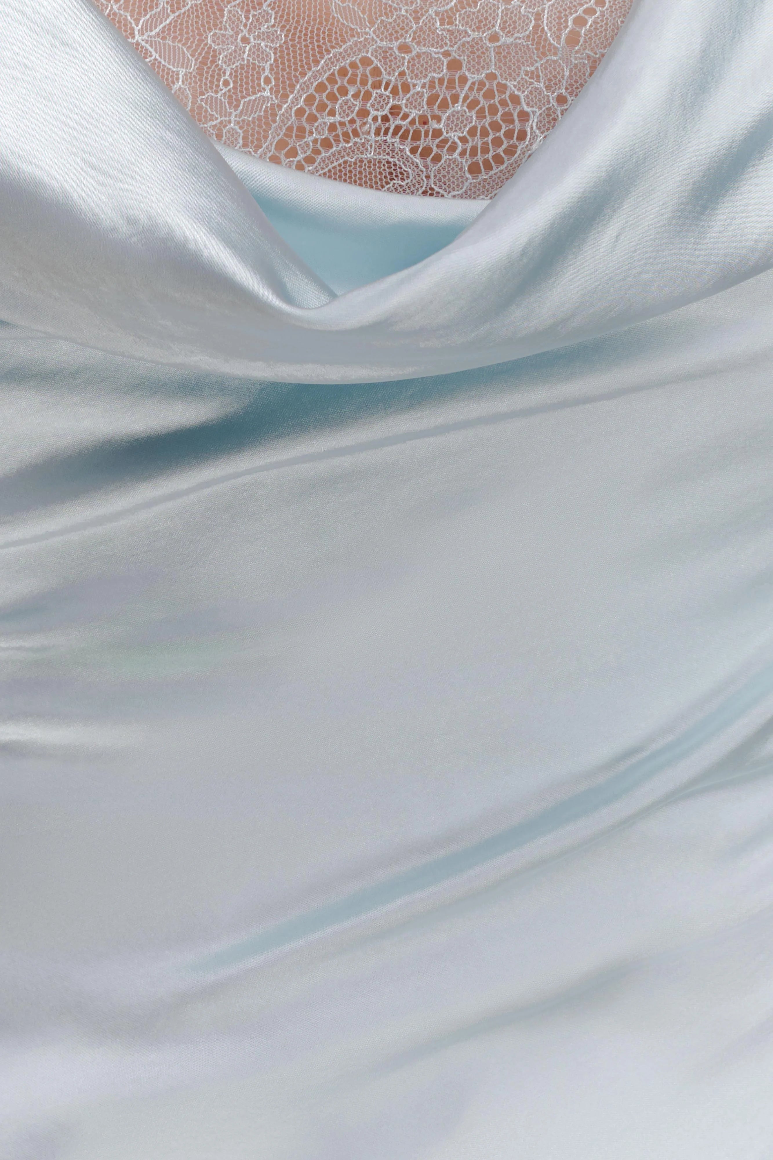 Ashley Cowl Neck Lace And Satin Maxi Dress - Ice Blue