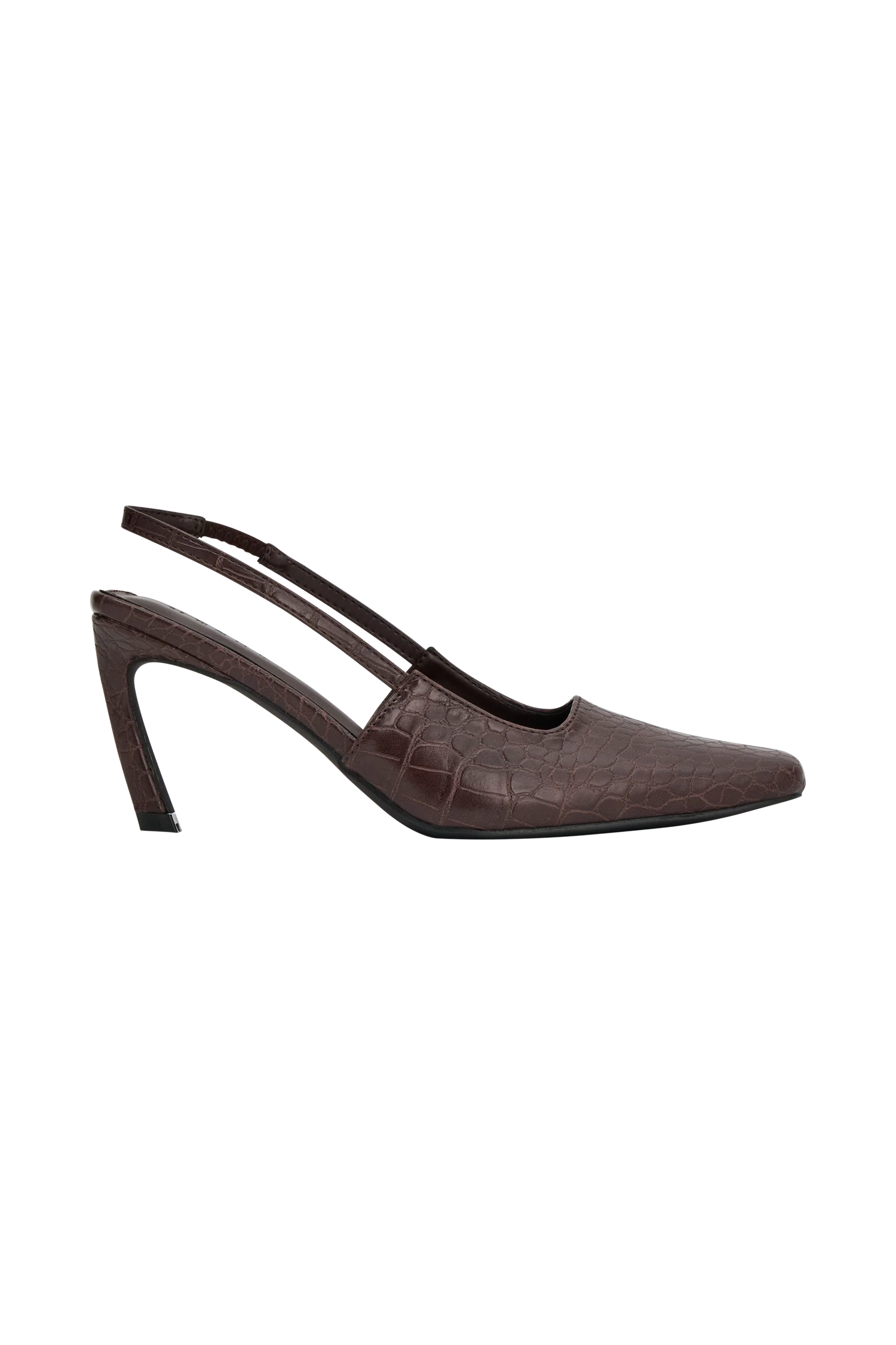 Maren Faux Leather Crocodile Heel - Chocolate