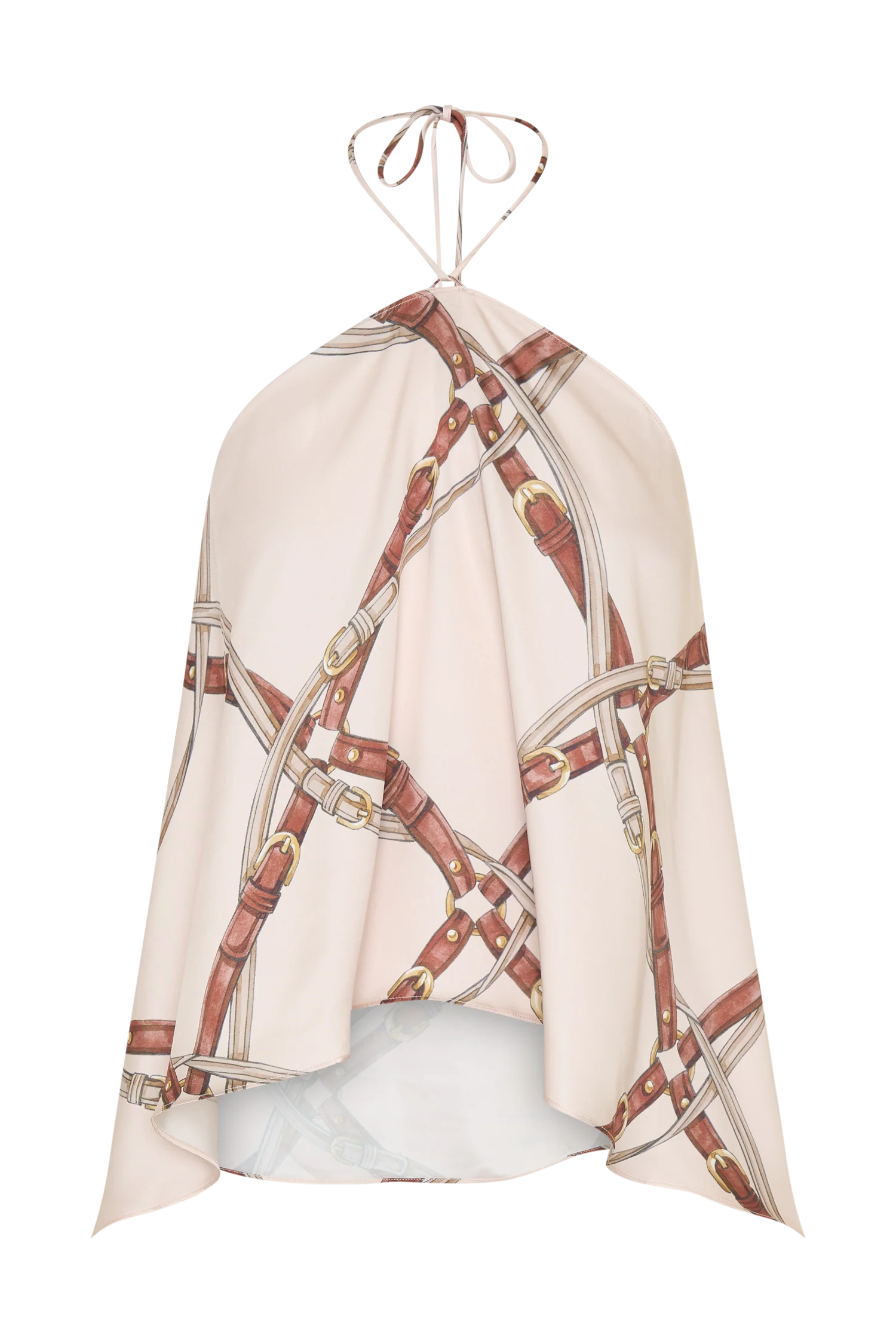 Adelaide Draped Satin Halter Top - Chain Print