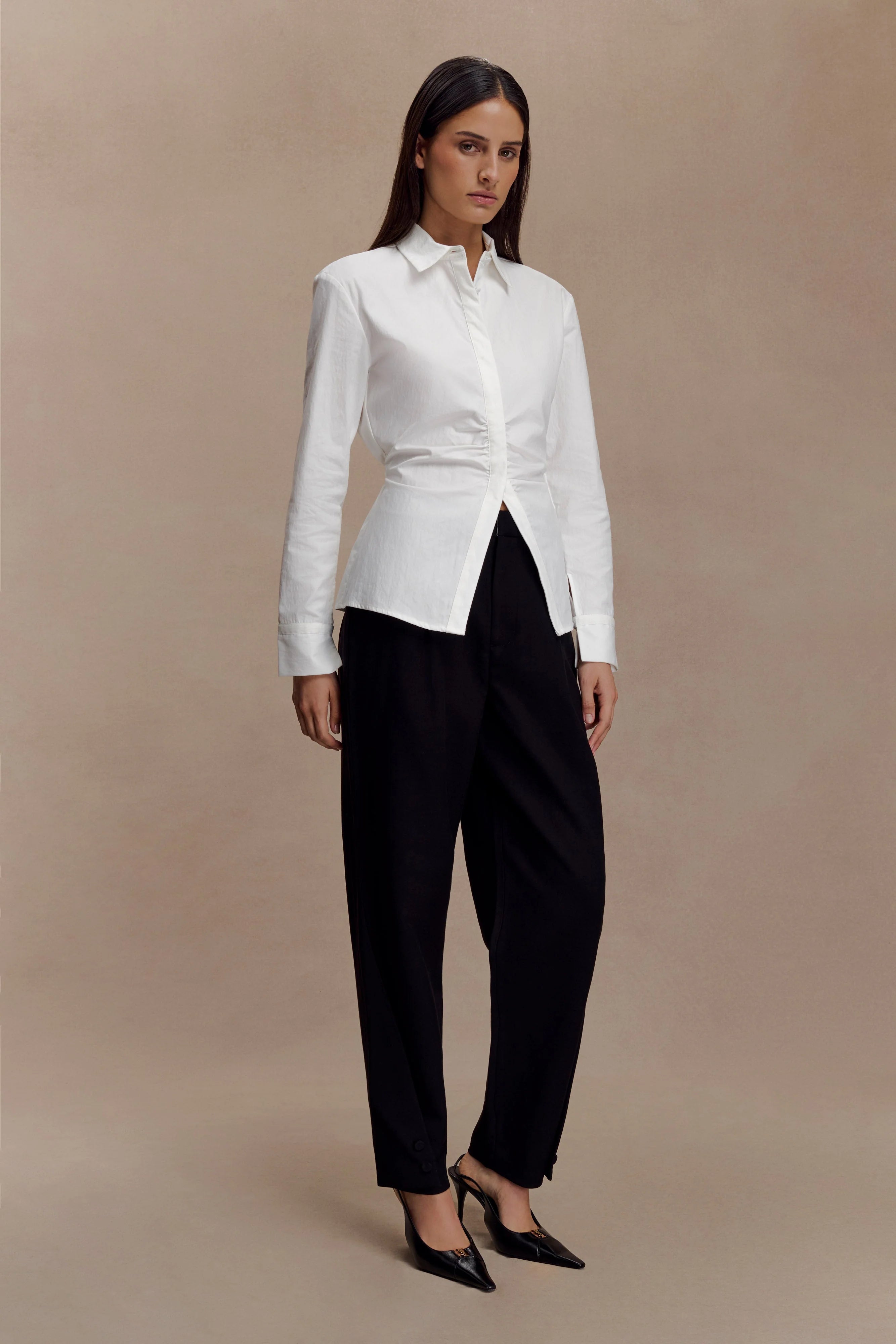 Olie Barrel Leg Suiting Pants - Black