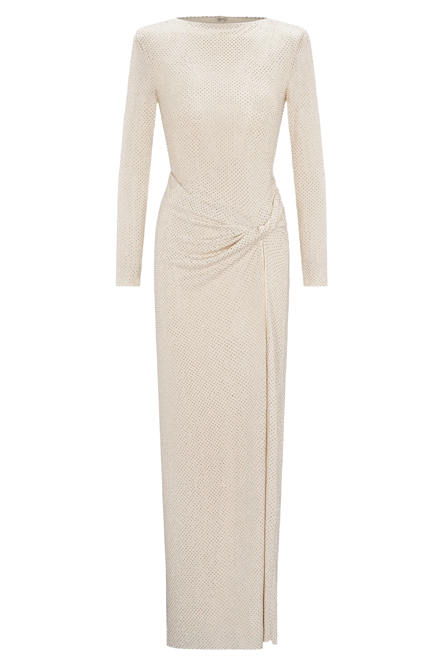 Deanna Long Sleeve Diamante Maxi Dress - Gold