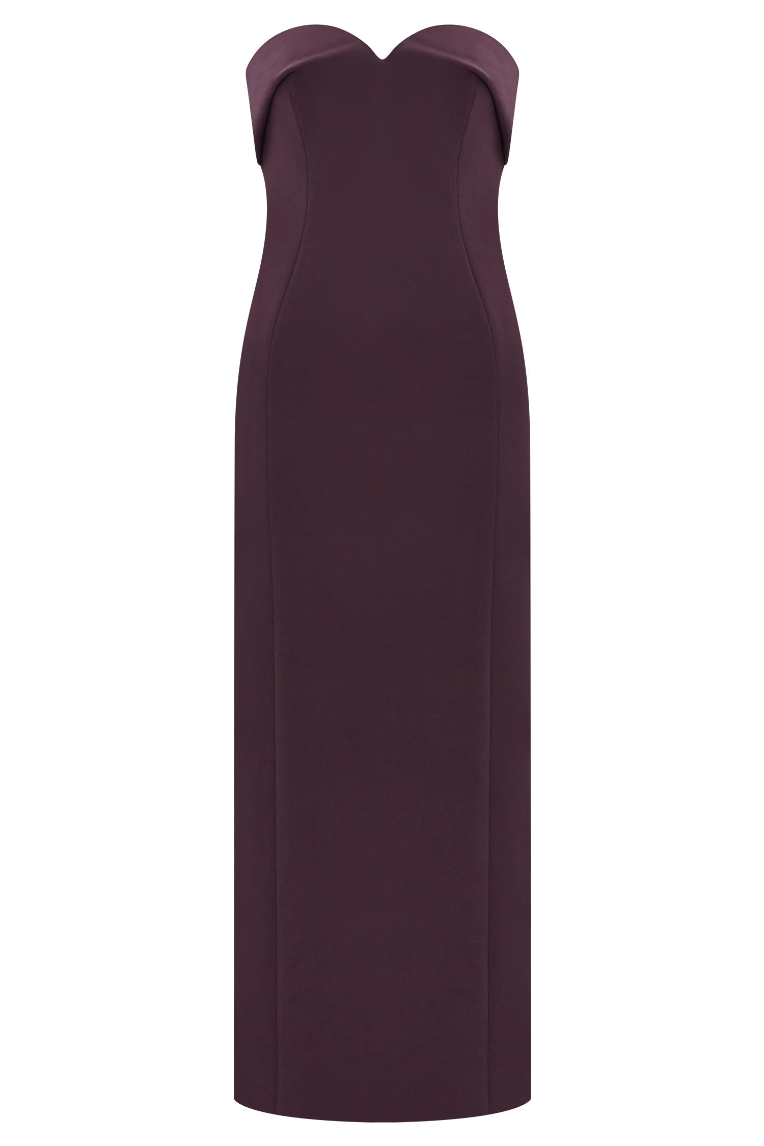 Cary Folded Strapless Crepe Midi Dress - Wine