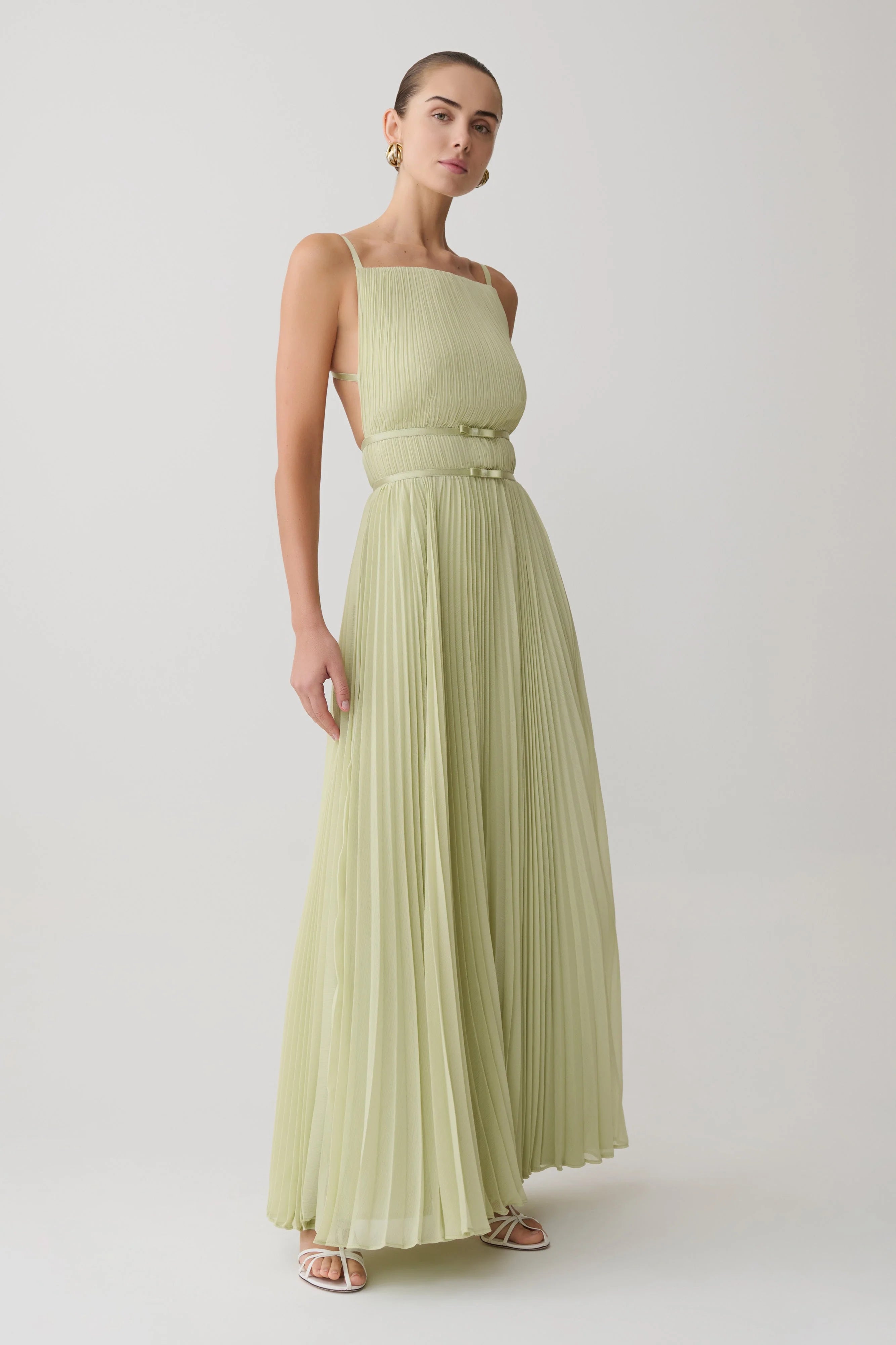 Clarisse Pleated Maxi Dress - Sage