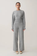 Kerrymae Straight Leg Knit Pants - Grey Marle
