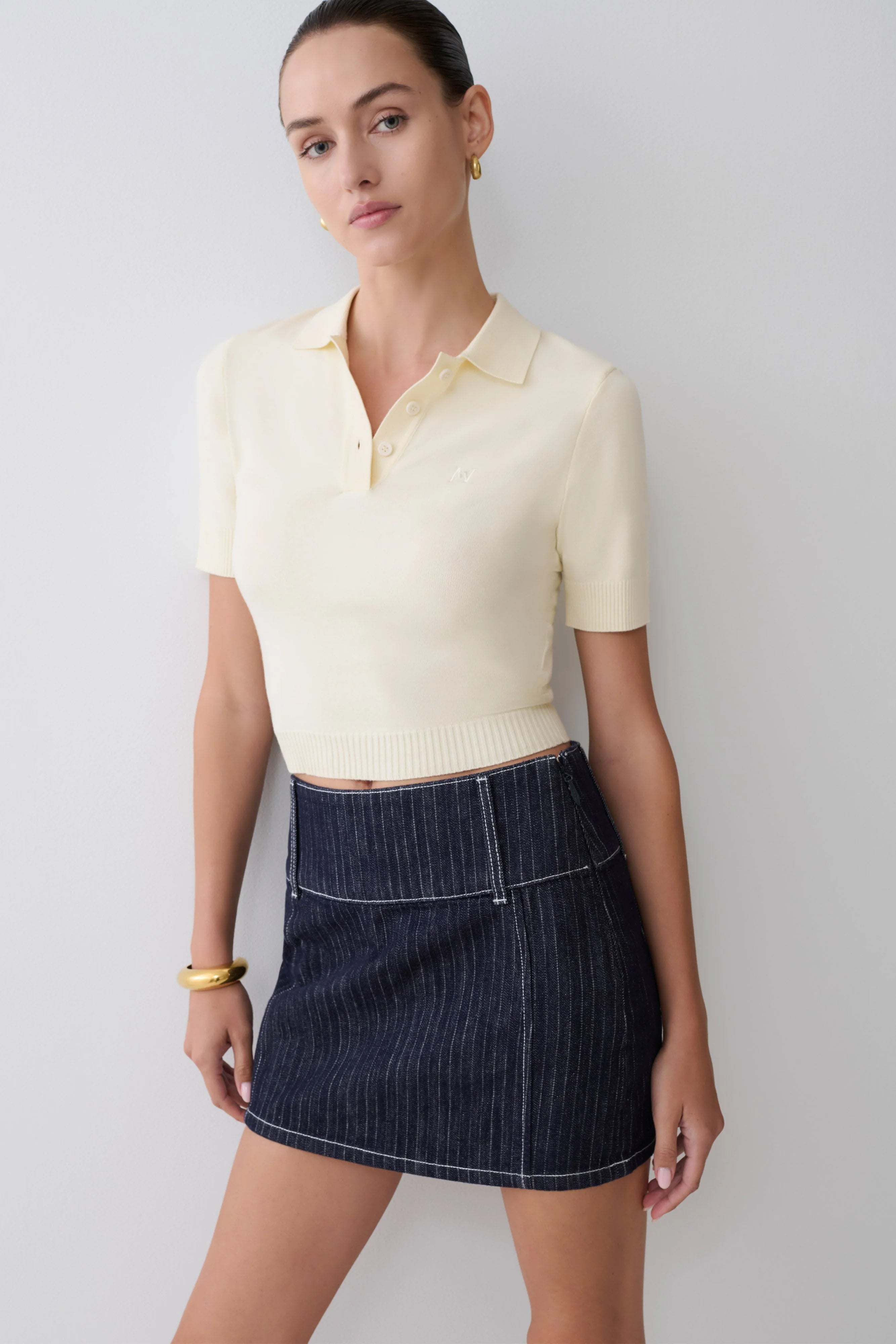 Philly Knit Button Up Top - Ivory