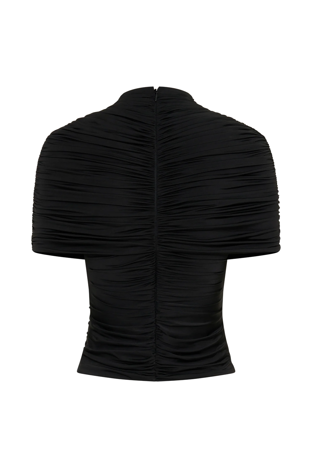 Linh Slinky High Neck Gathered Top - Black