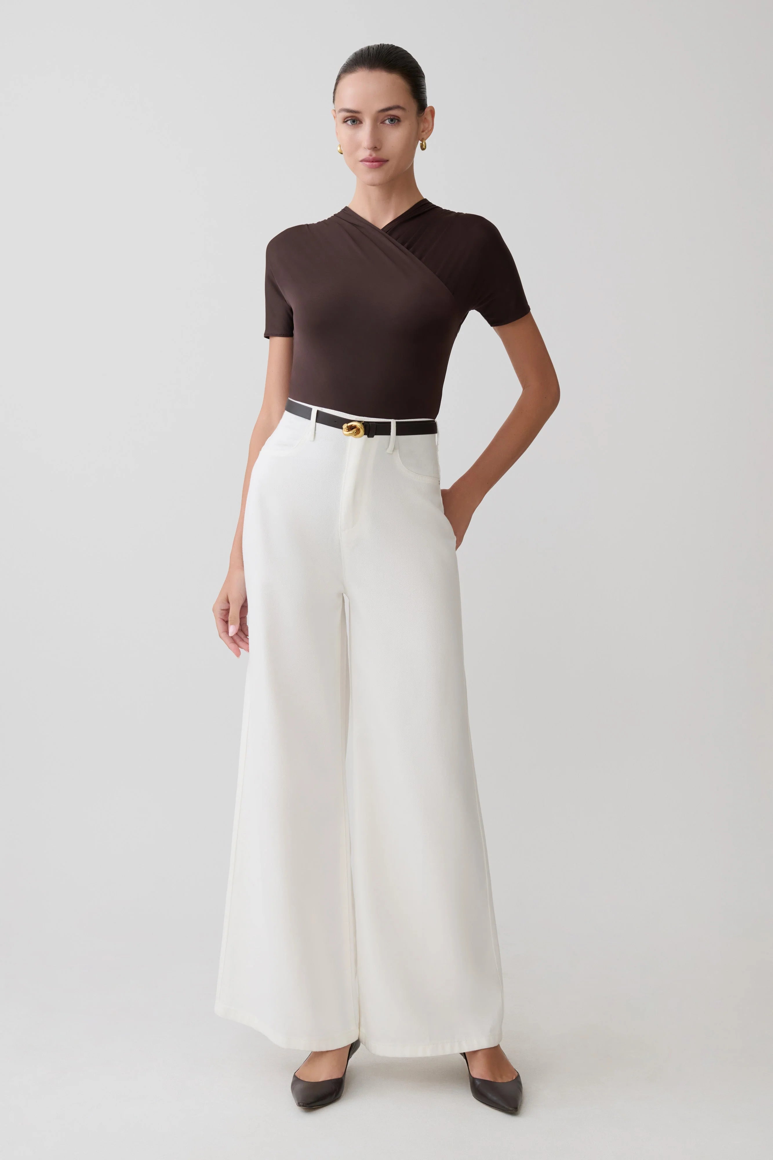 Shae Wide Leg Denim Jeans - White