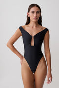Yumi U-Wire Plunge One Piece Swimsuit - Black
