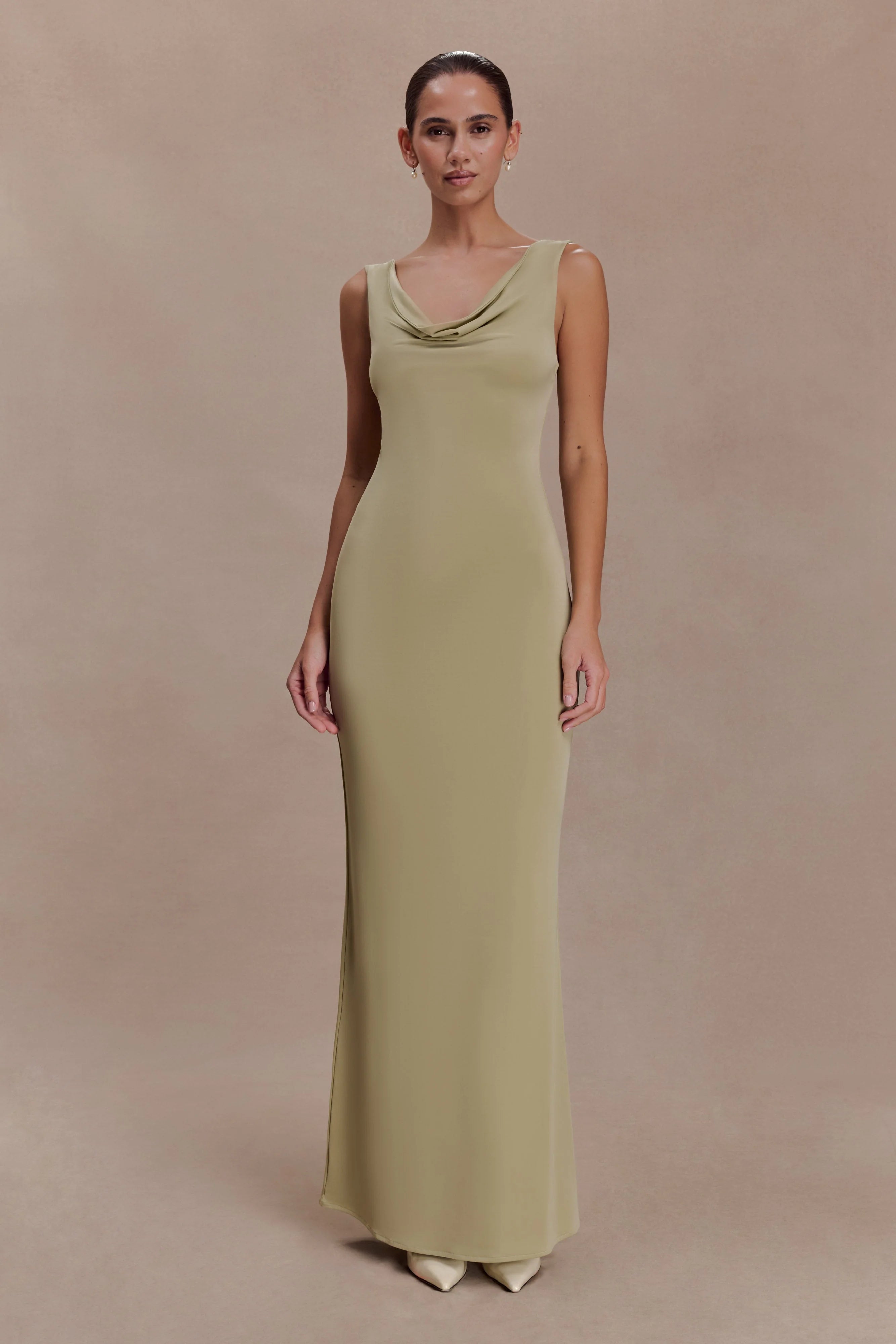 Marta Slinky Cowl Maxi Dress - Sage