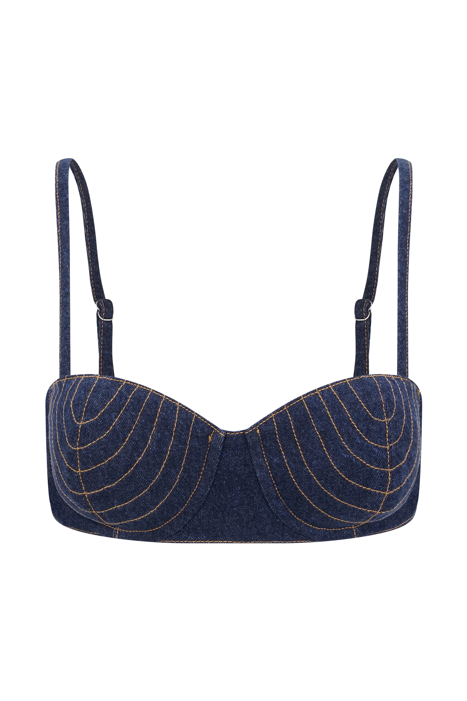Belle Denim Cropped Bralette - Indigo Blue