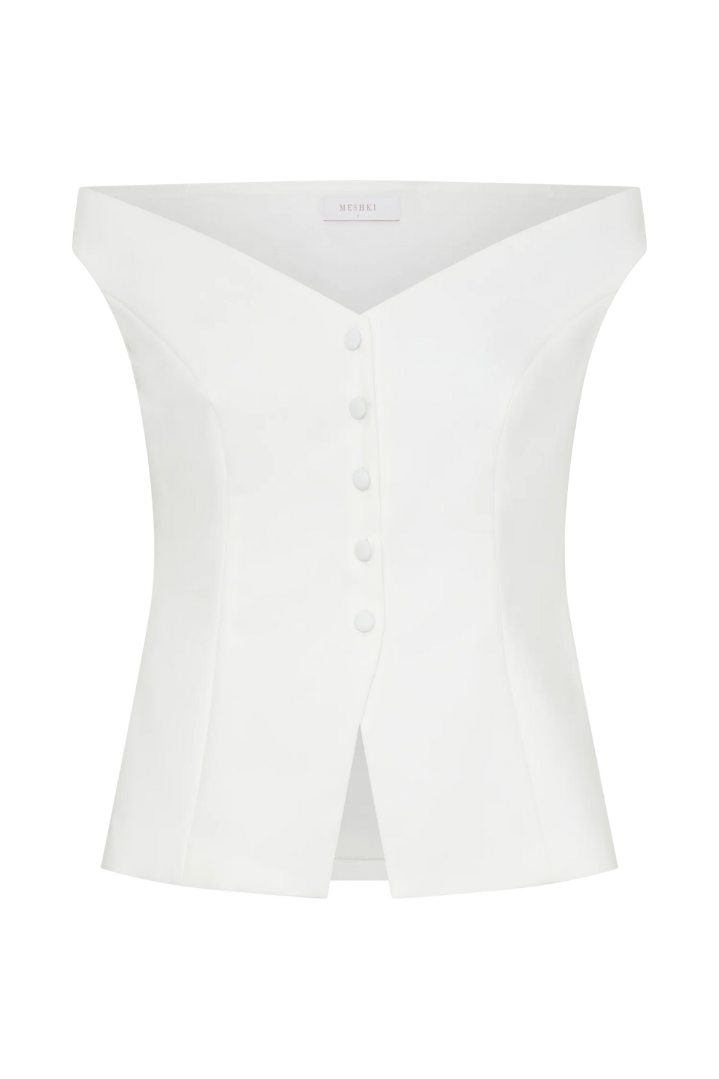 Billie Off Shoulder Sleeveless Button Top - White