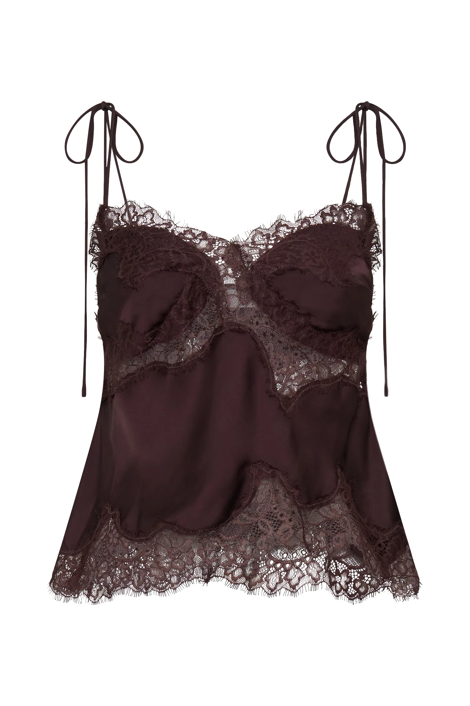 Nina Satin And Lace Camisole - Chocolate