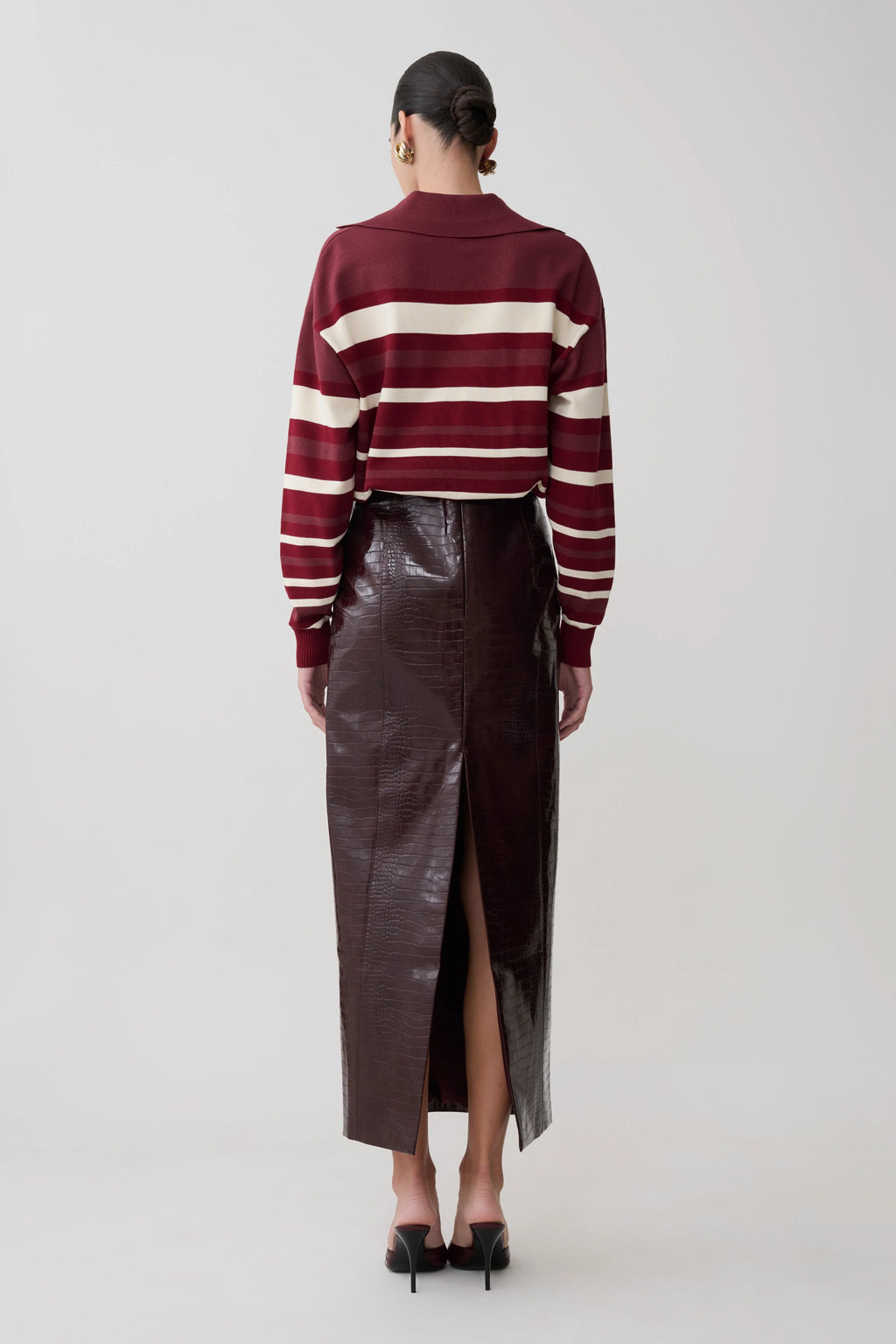 Philly Stripe Long Sleeve Knit Jumper - Burgundy/Cream