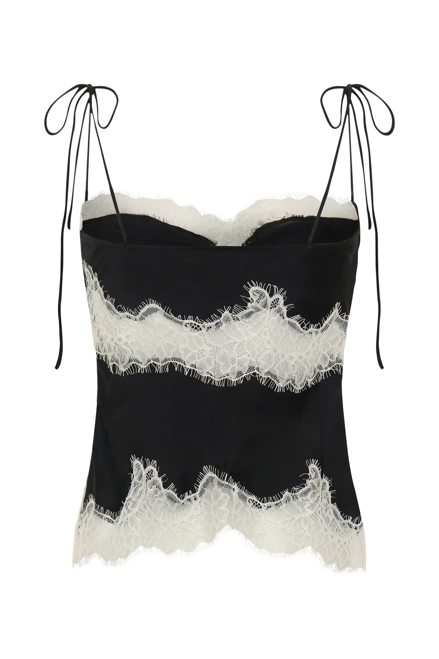 Nina Satin And Lace Camisole - Black/Ivory