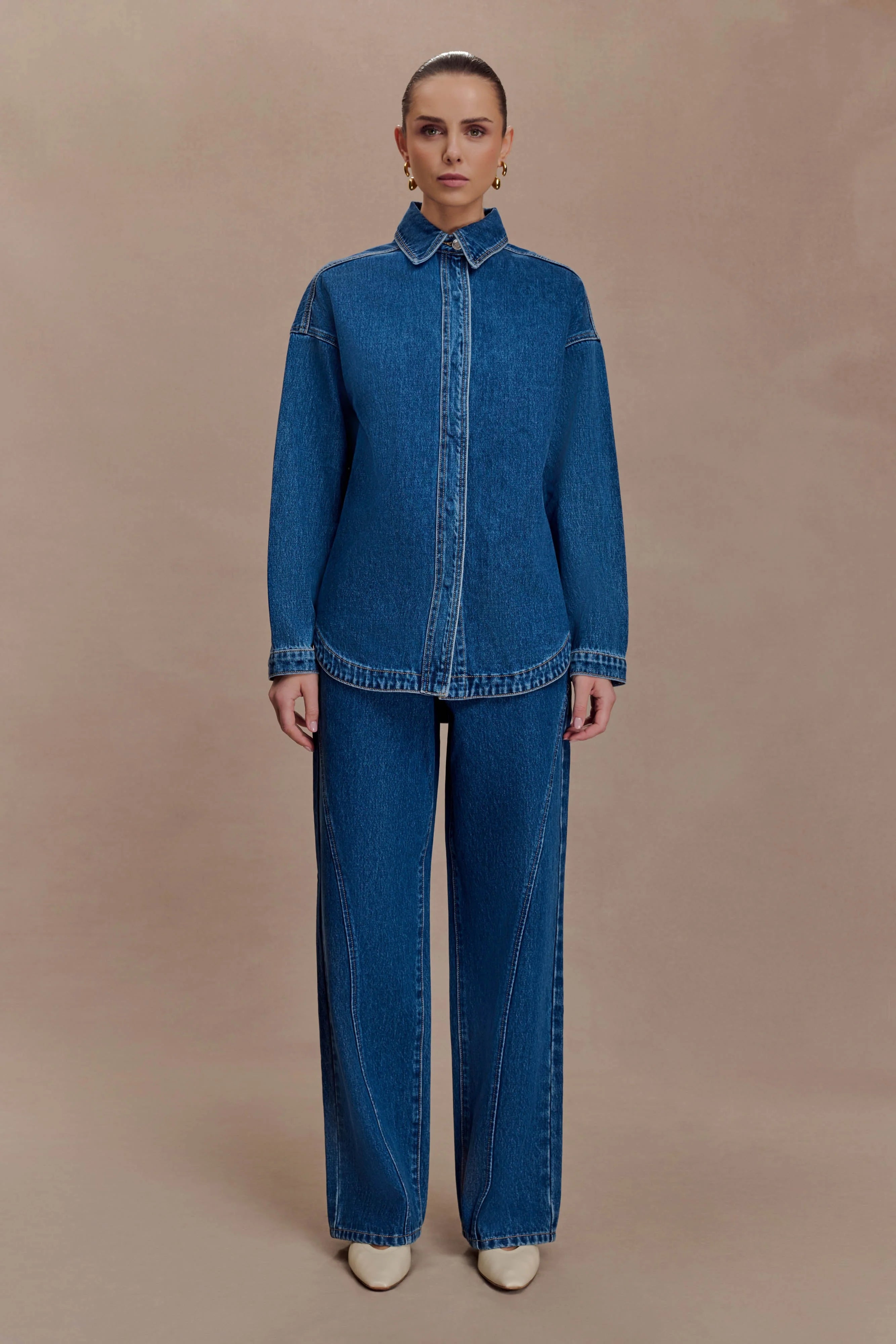 Lioda Oversized Denim Shirt - Dark Blue