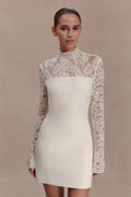 Aurelie Long Sleeve Lace Mini Dress - Ivory
