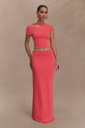 Haven Slinky Twist Midi Skirt - Coral