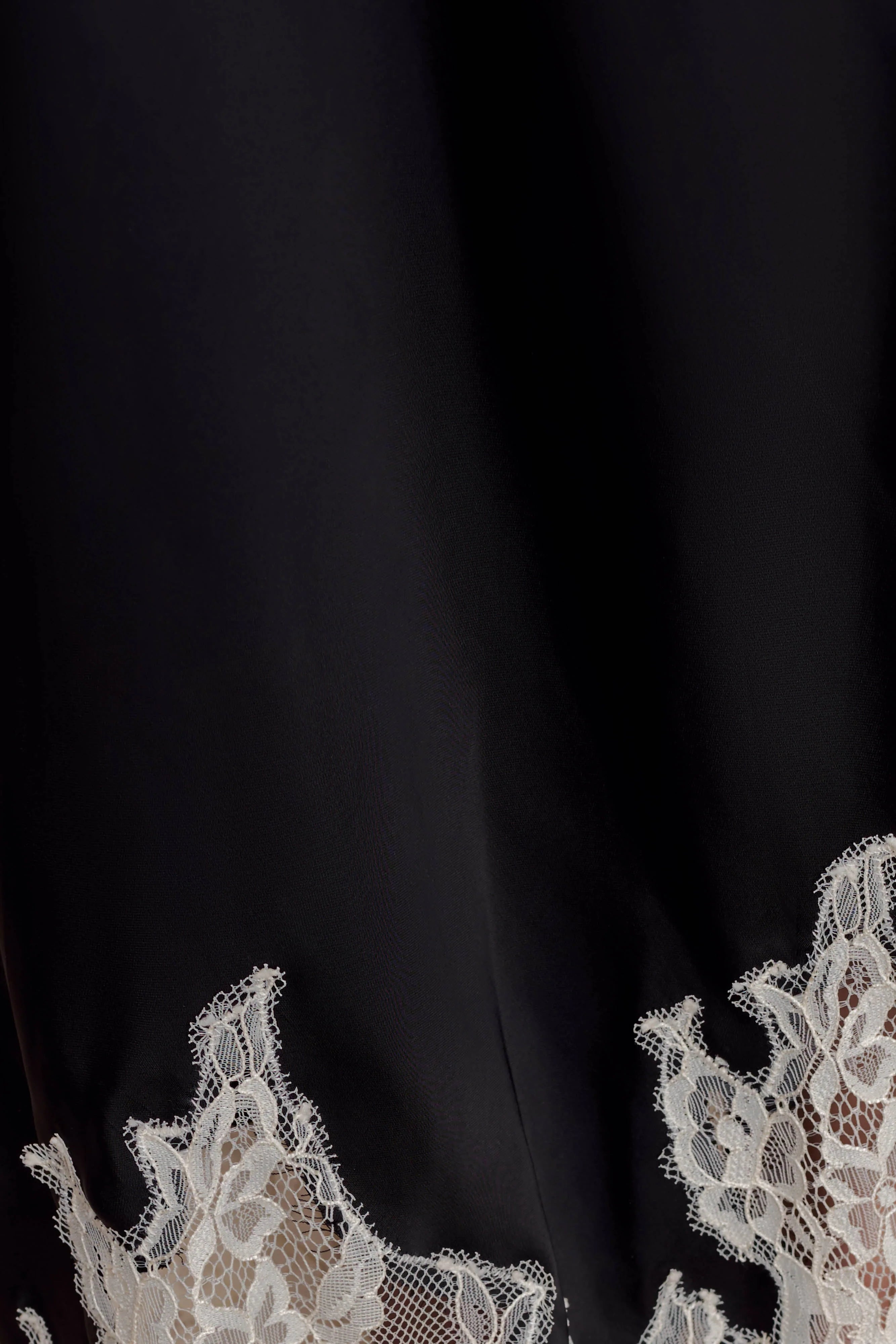 Nina Satin And Lace Maxi Skirt - Black/Ivory