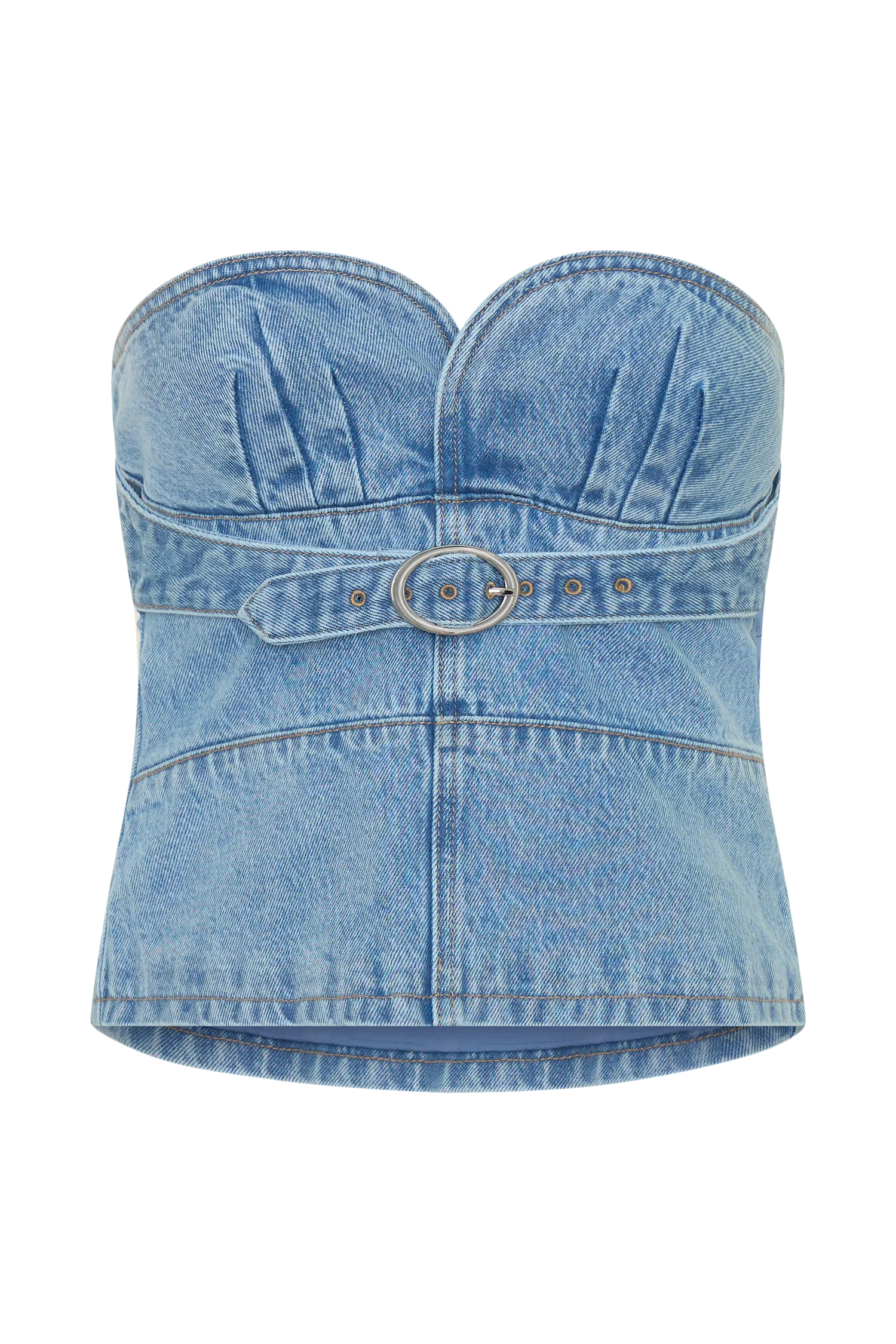 Tommy Strapless Denim Top With Buckle - Classic Blue
