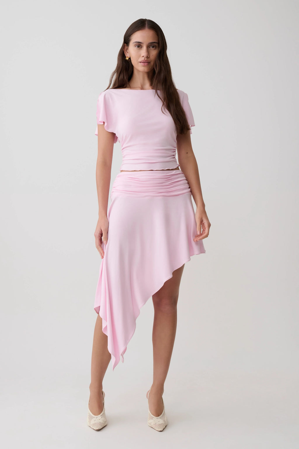 Talise Modal Flounce Short Sleeve Top - Ballet Pink