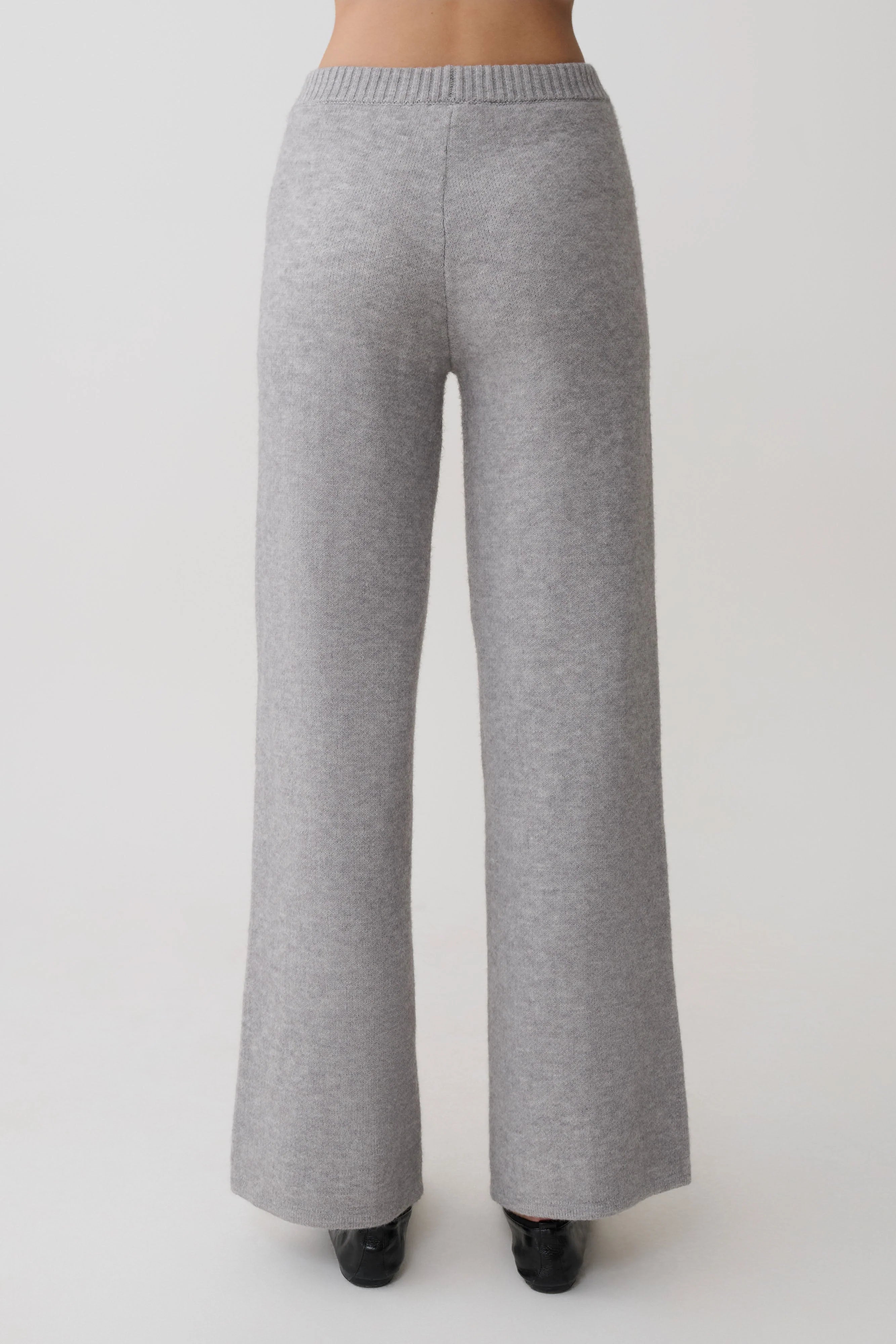 Evan Knit Wide Leg Pants - Grey Marle
