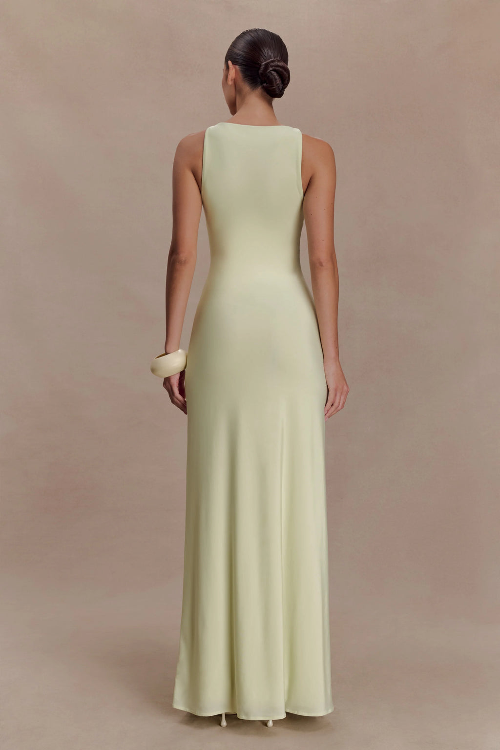 Perrie Slinky Ruched Maxi Dress - Pastel Lime