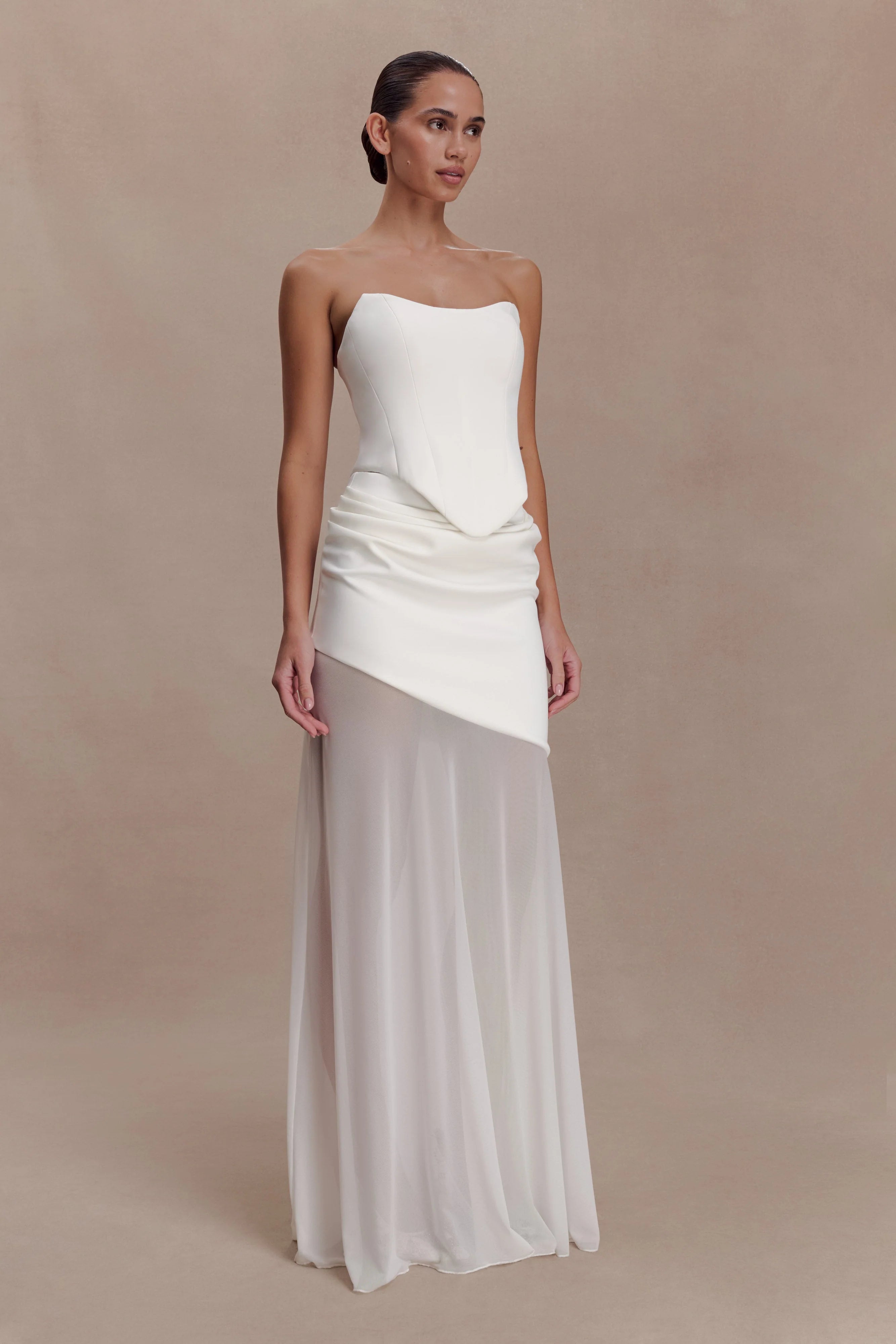 Karina Strapless Scuba Corset  - White