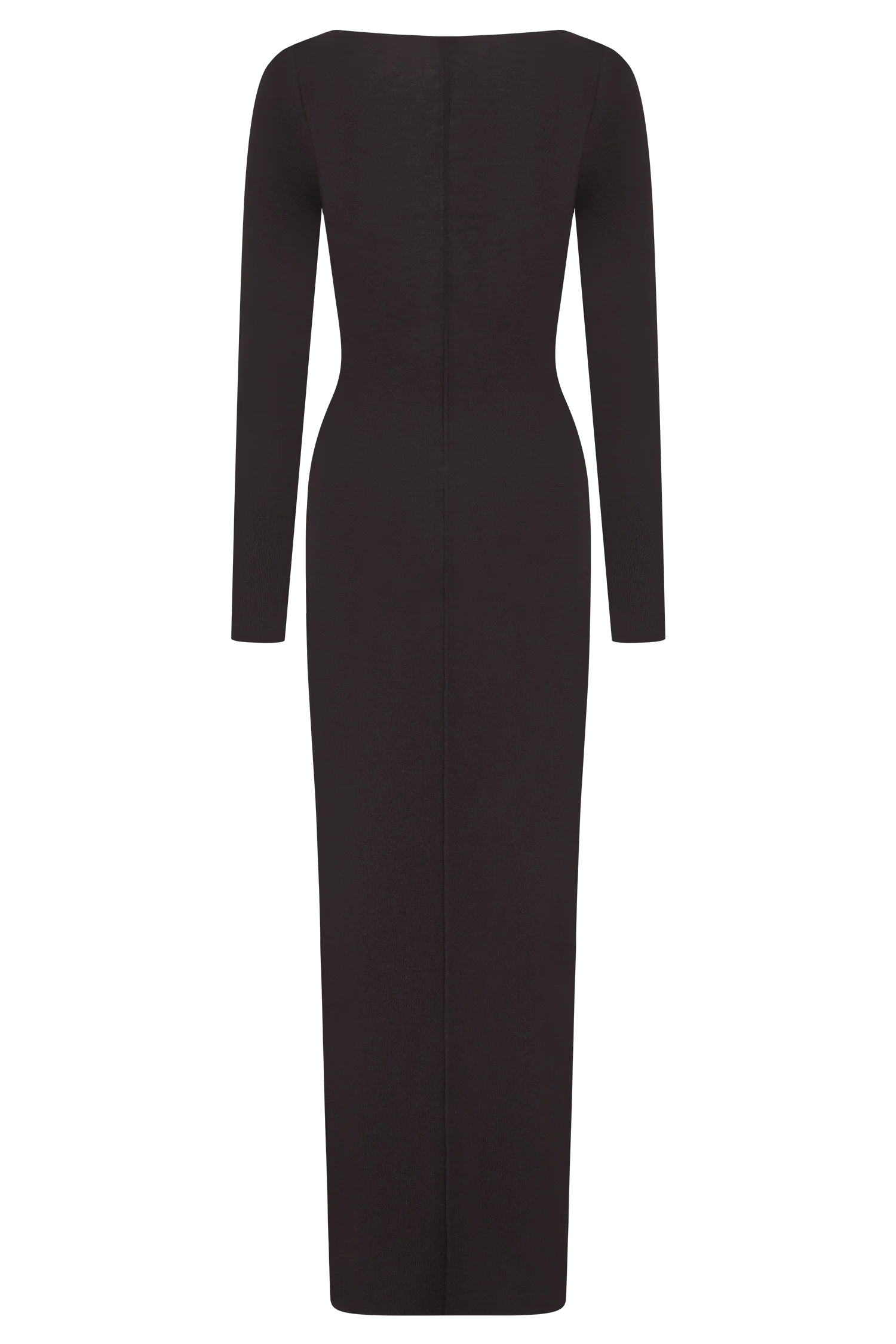 Cleona Merino Wool Ribbed Long Sleeve Maxi Dress - Deep Chocolate