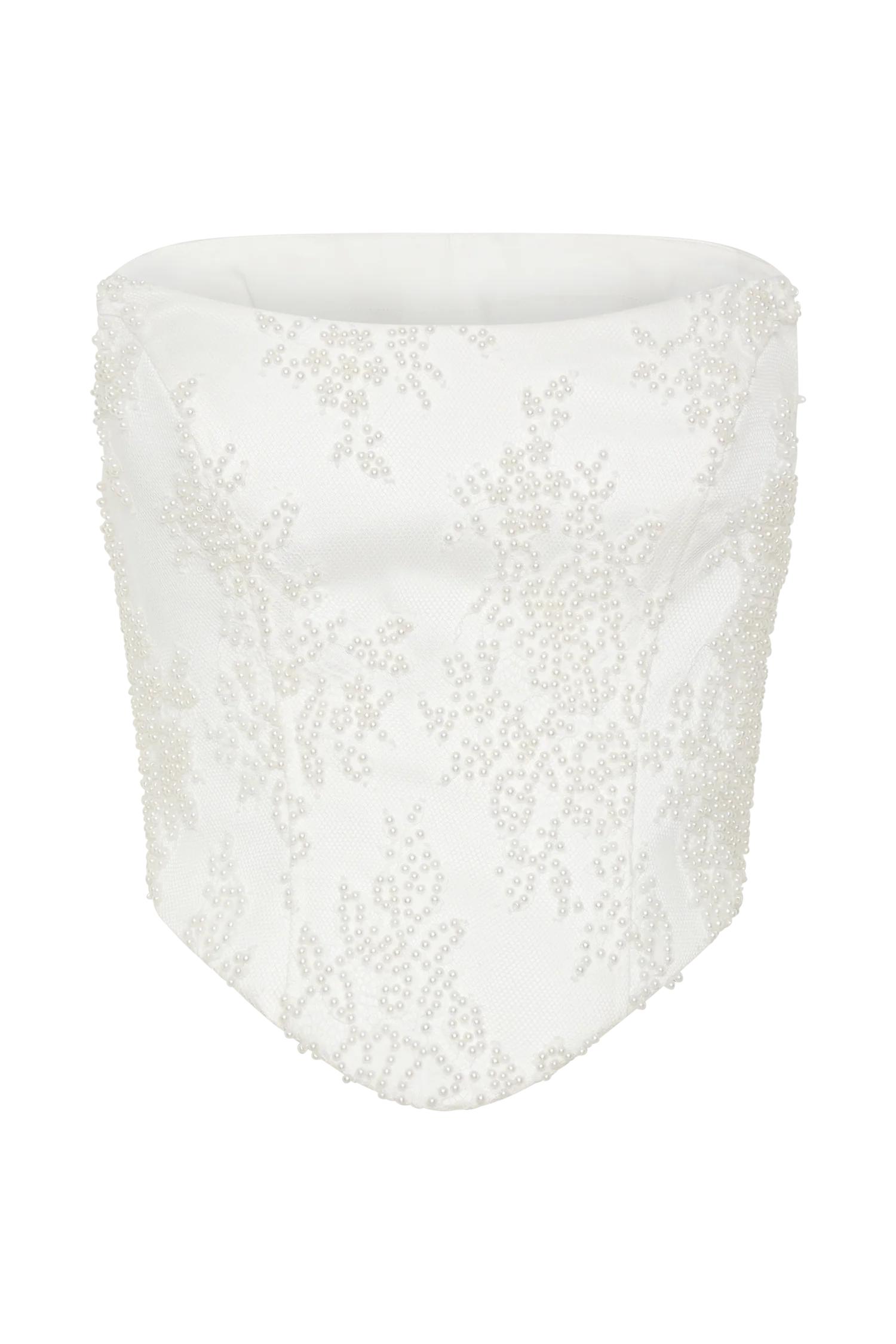 Camille Beaded Satin And Lace Corset Top - Ivory