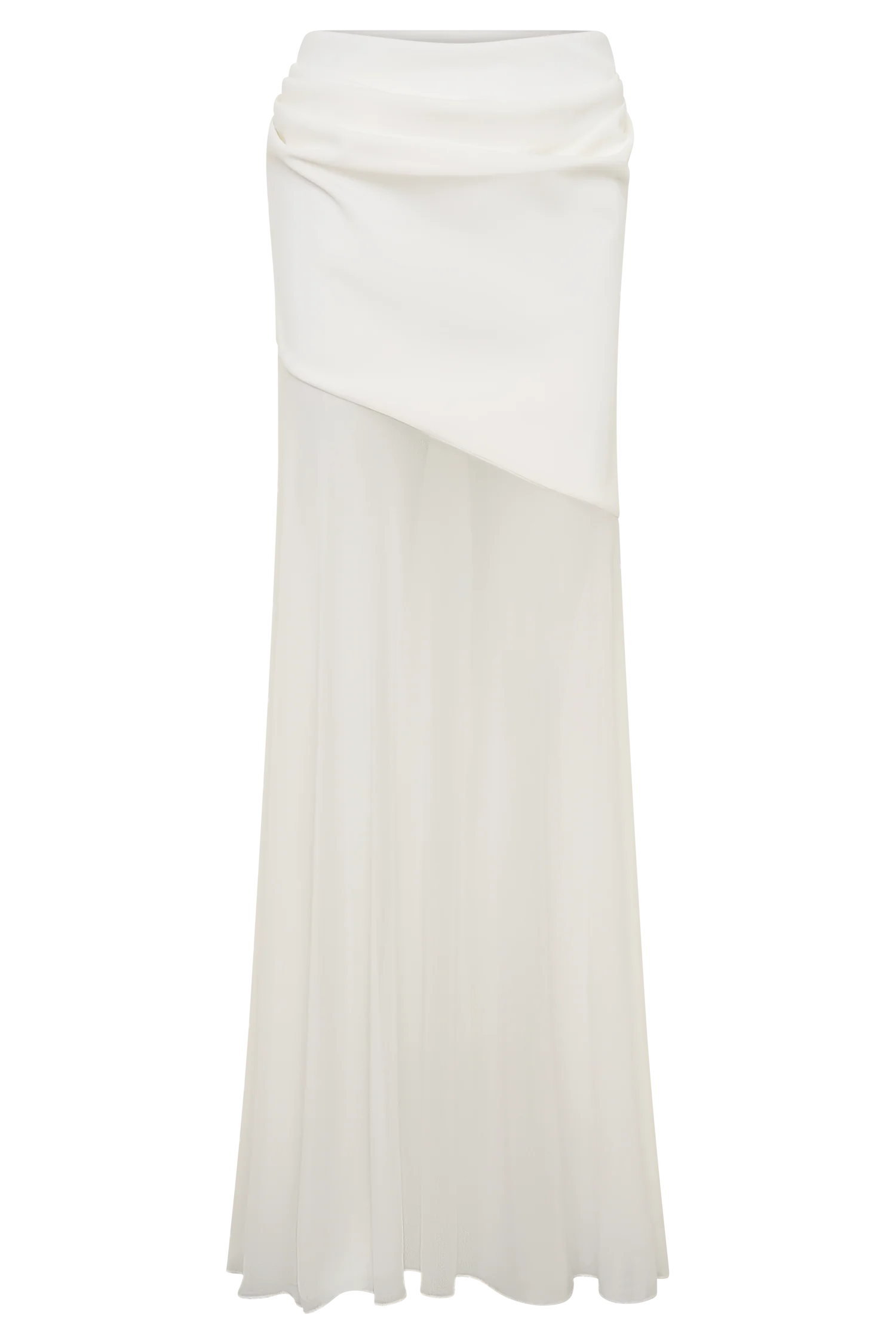 Portia Scuba And Mesh Maxi Skirt - White