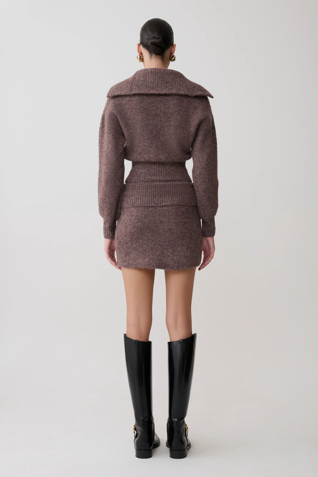 Skylaine Knit Mini Skirt - Brown Marle