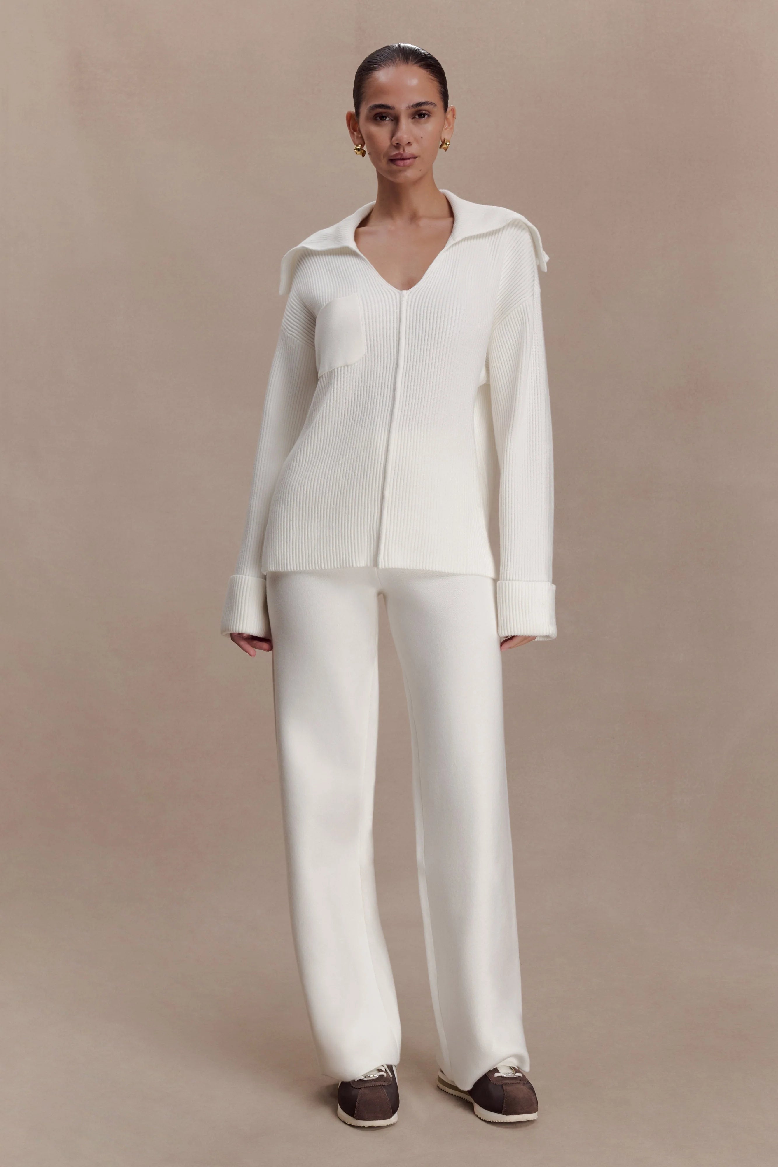 Kerrymae Straight Leg Knit Pants - Off White