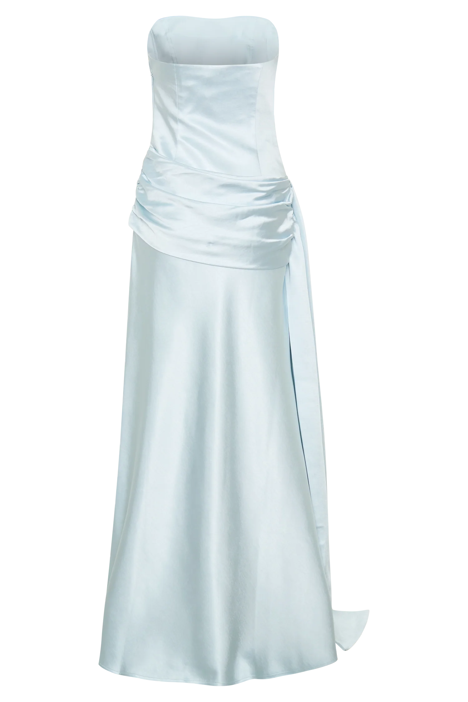 Sarah Strapless Maxi Dress With Waist Tie - Ice Blue