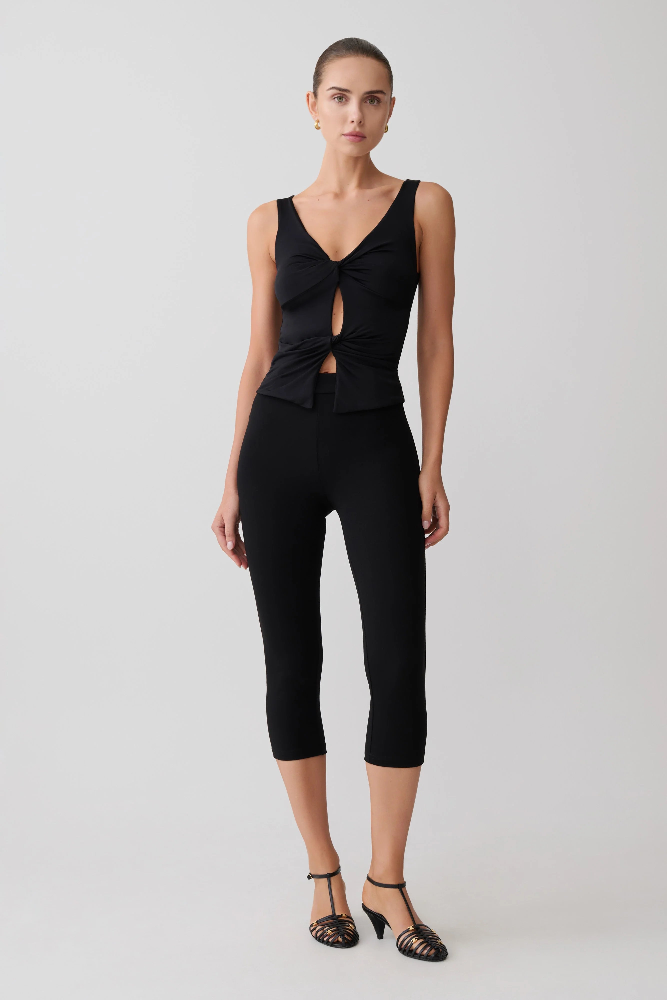 Millie Twist Sleeveless Top - Black