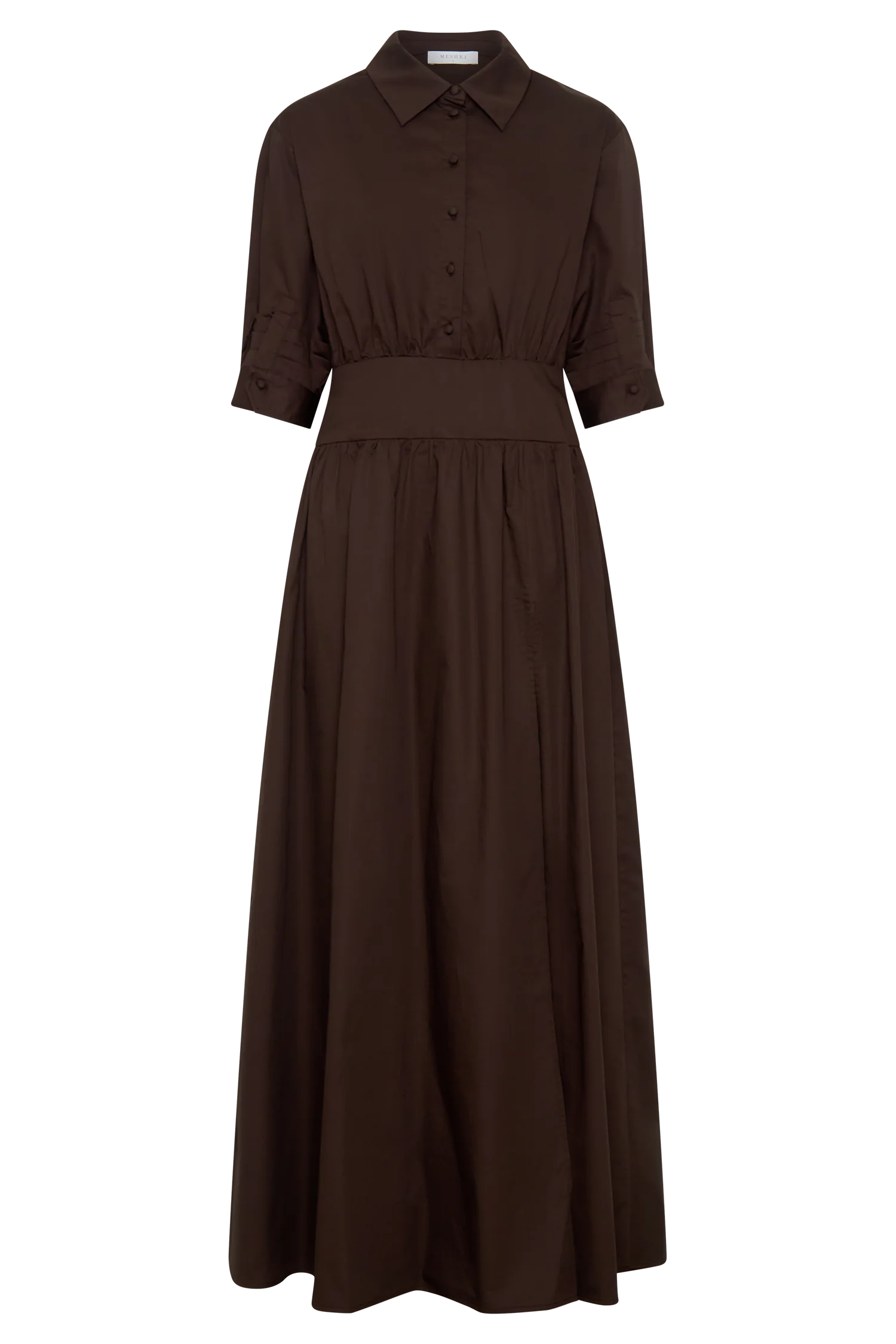 Isolde Long Sleeve Cotton Maxi Dress - Dark Chocolate