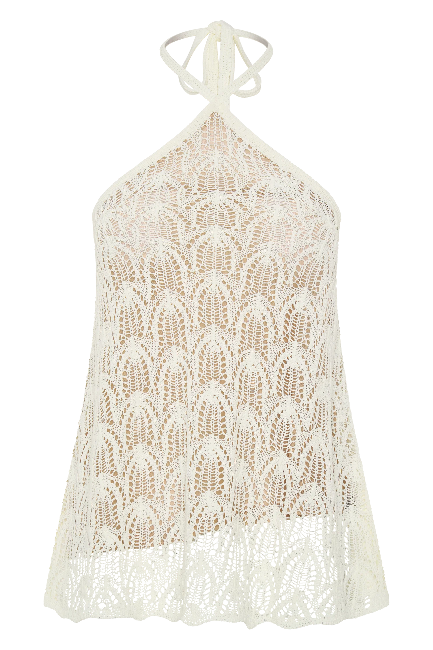 Corey Crochet Halter Neck Top - Ivory