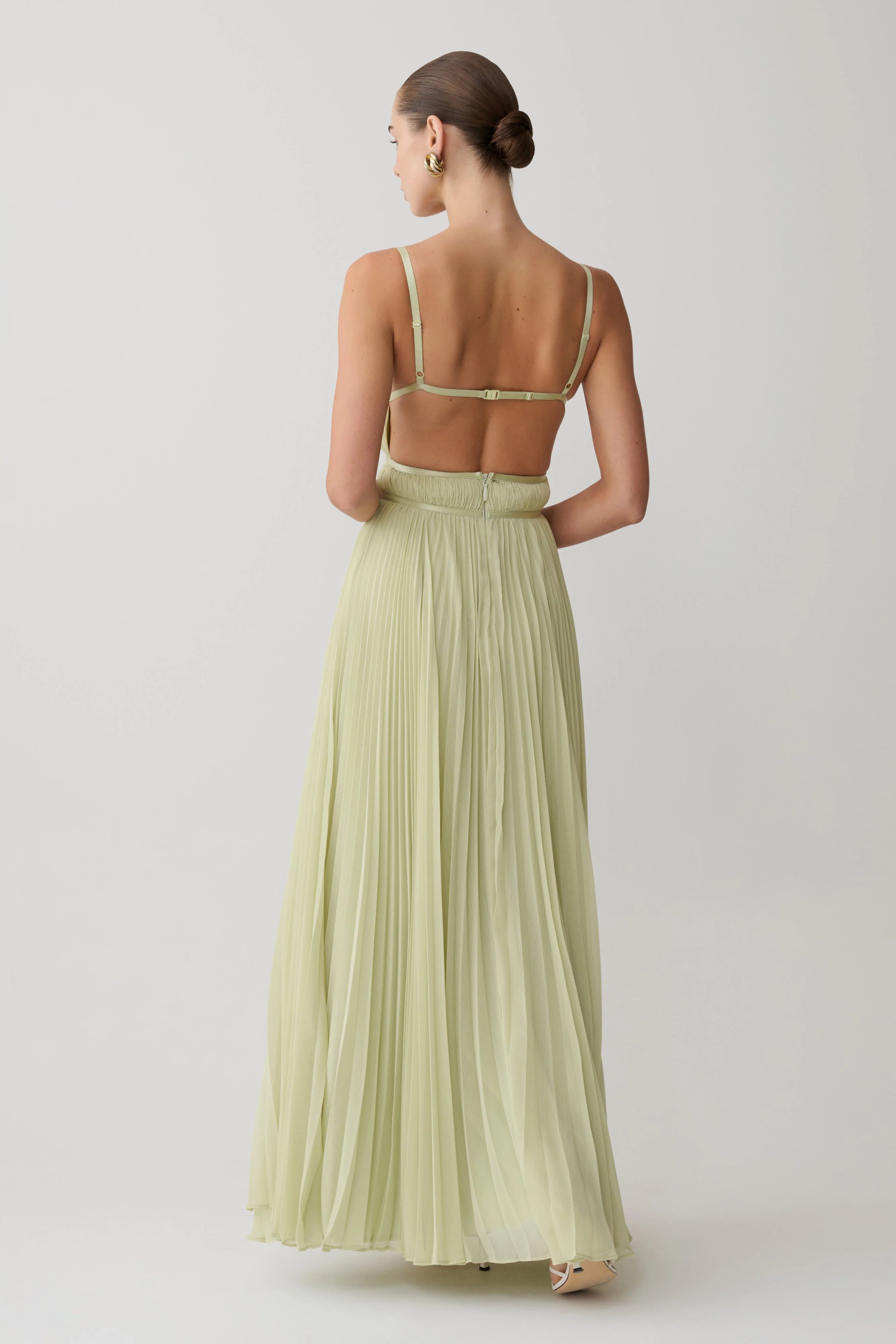 Clarisse Pleated Maxi Dress - Sage