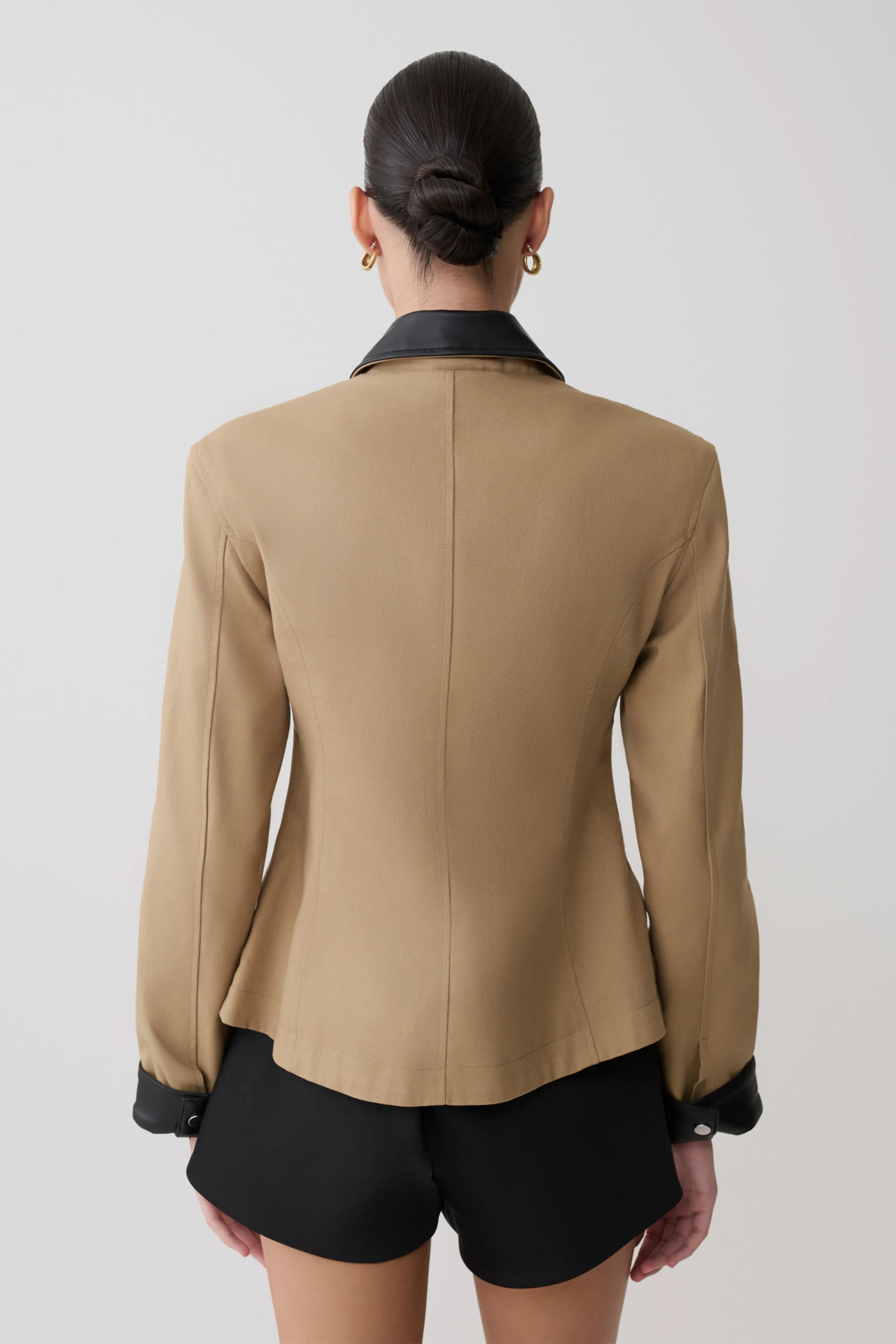 Solange Zip Up Collared Jacket - Natural