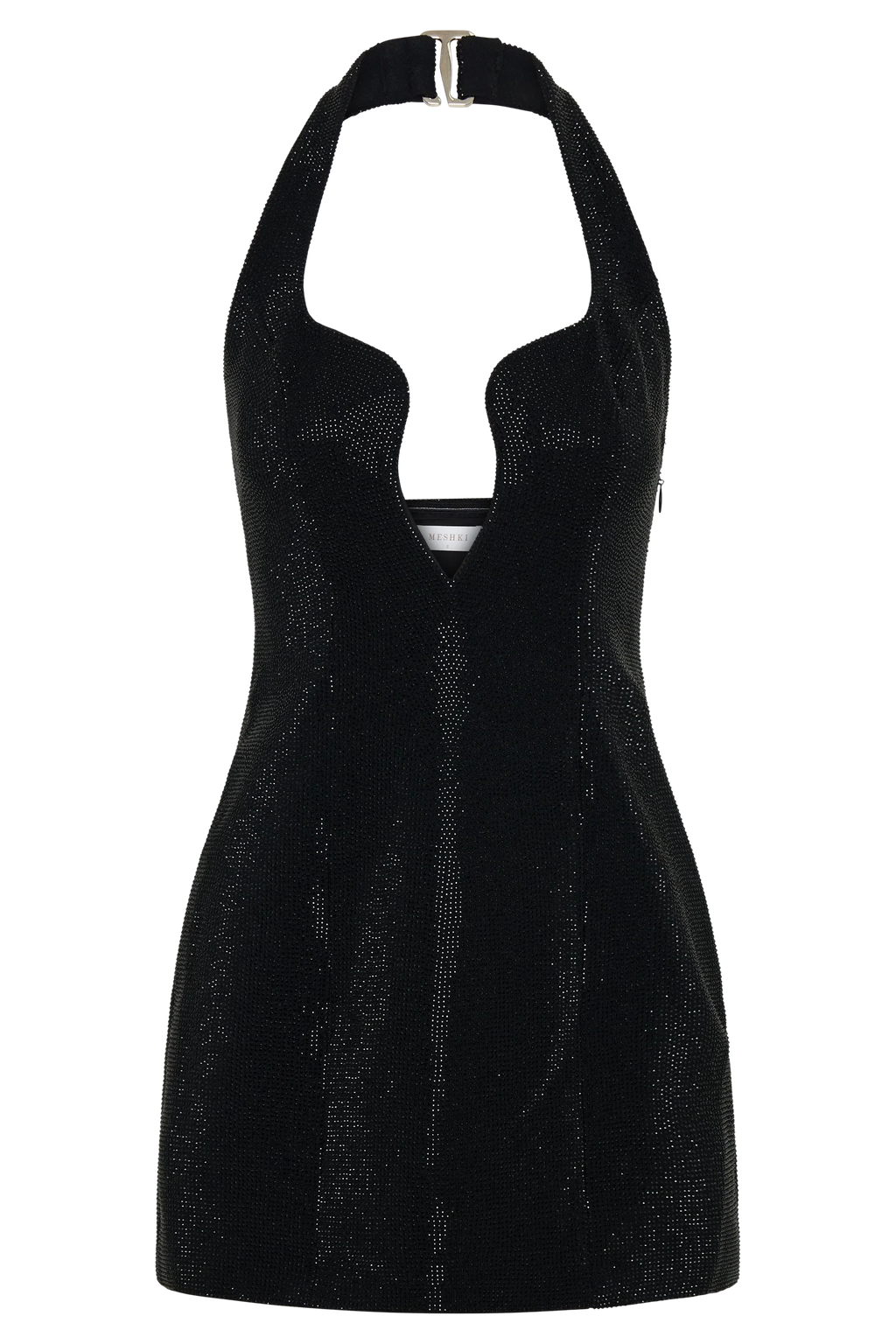 Raina Diamante Halter Mini Dress - Black