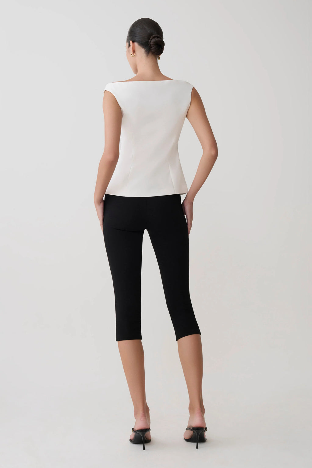 Billie Off Shoulder Sleeveless Button Top - White
