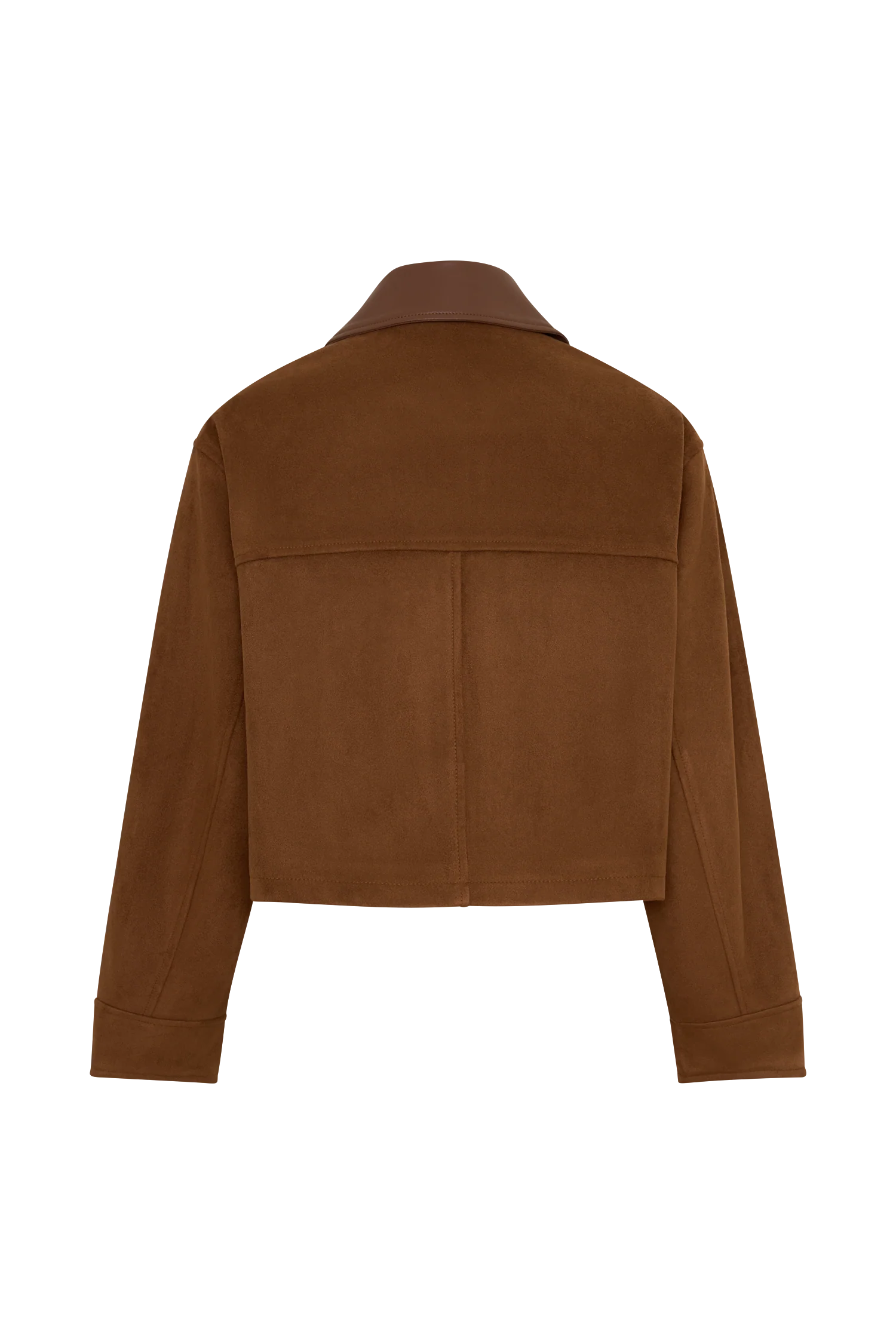 Remy Faux Suede & Leather Collared Jacket - Tan