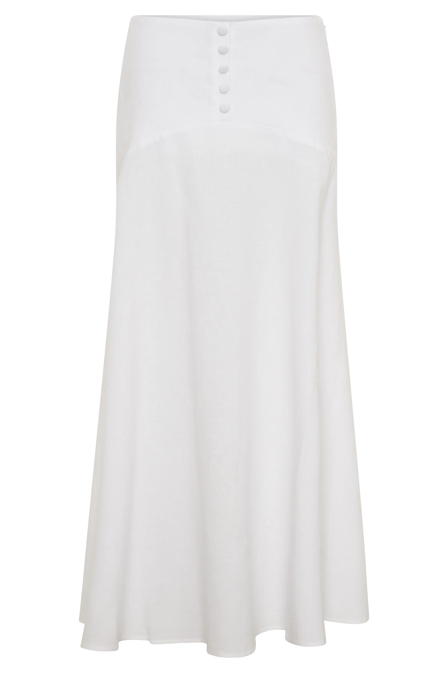 Selma Curved Waist Midi Skirt - White