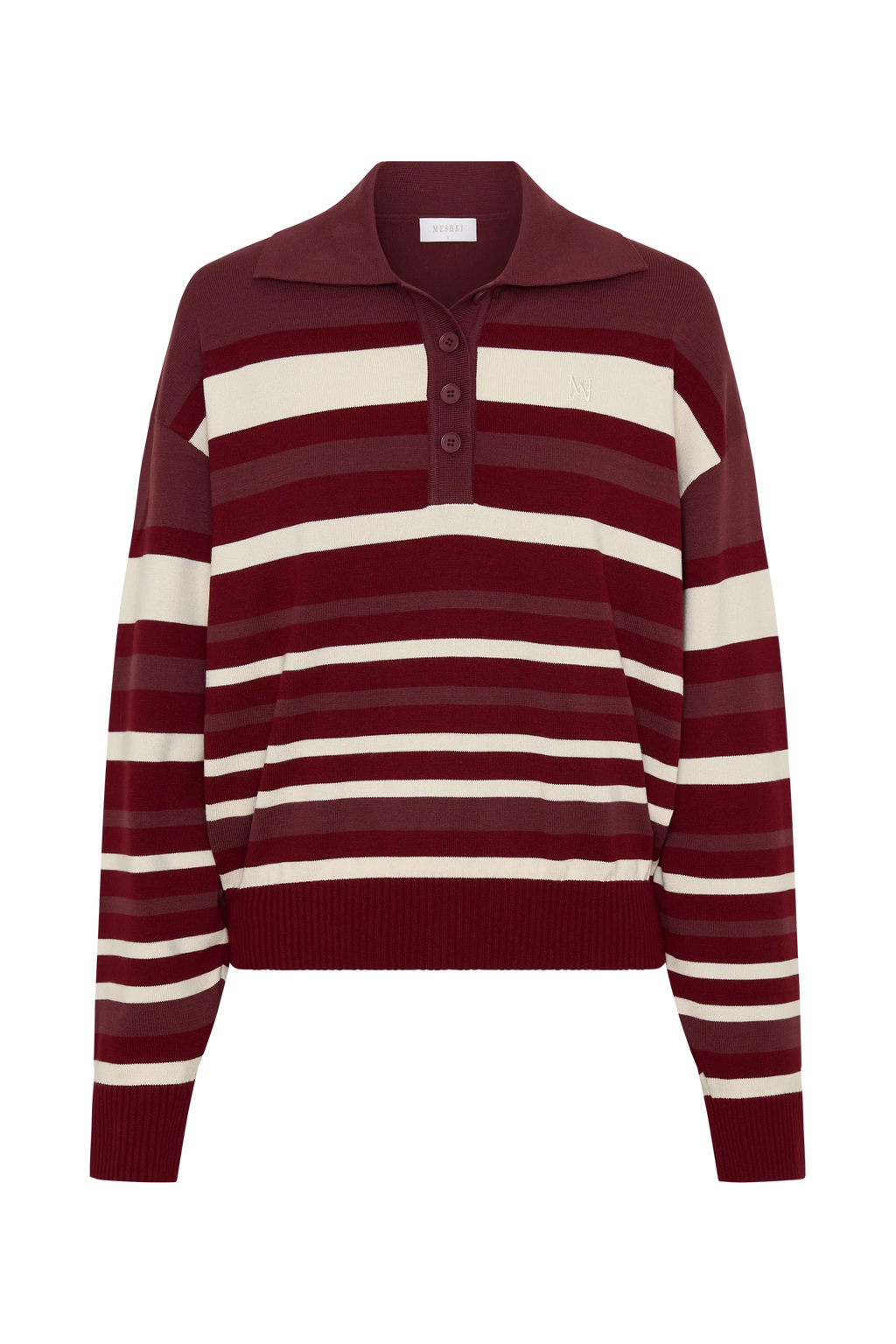 Philly Stripe Long Sleeve Knit Jumper - Burgundy/Cream