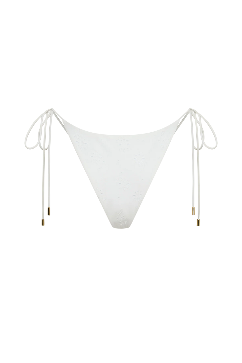 Blossom Side Tie Bikini Bottom - White Textured Fabric