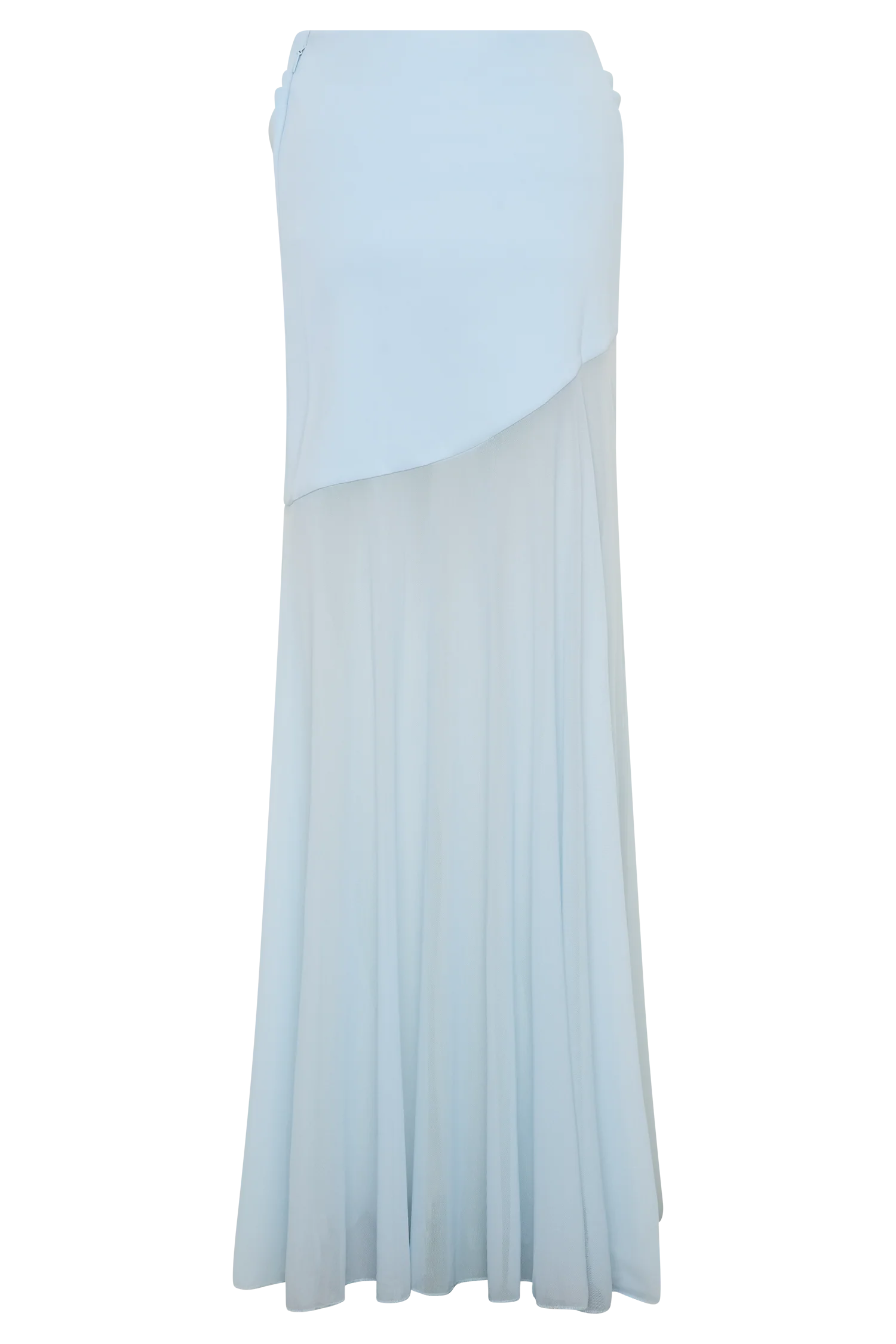 Portia Scuba And Mesh Maxi Skirt - Pale Blue