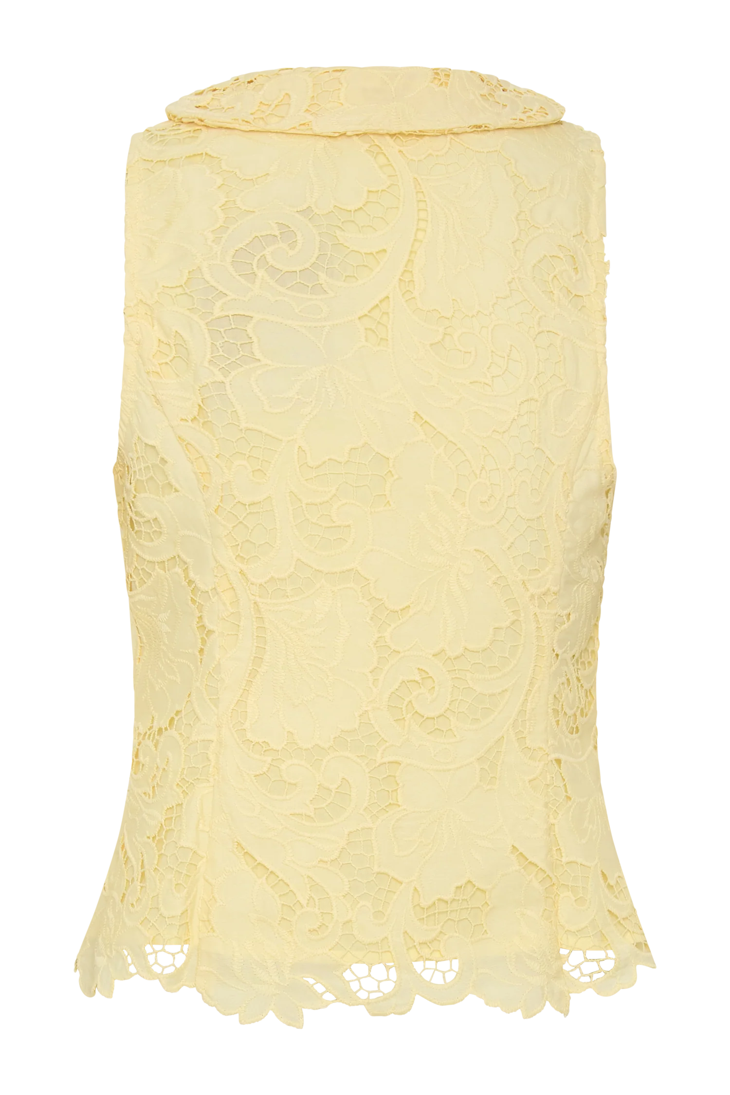 Tessa Broderie Tie Front Sleeveless Top - Lemon