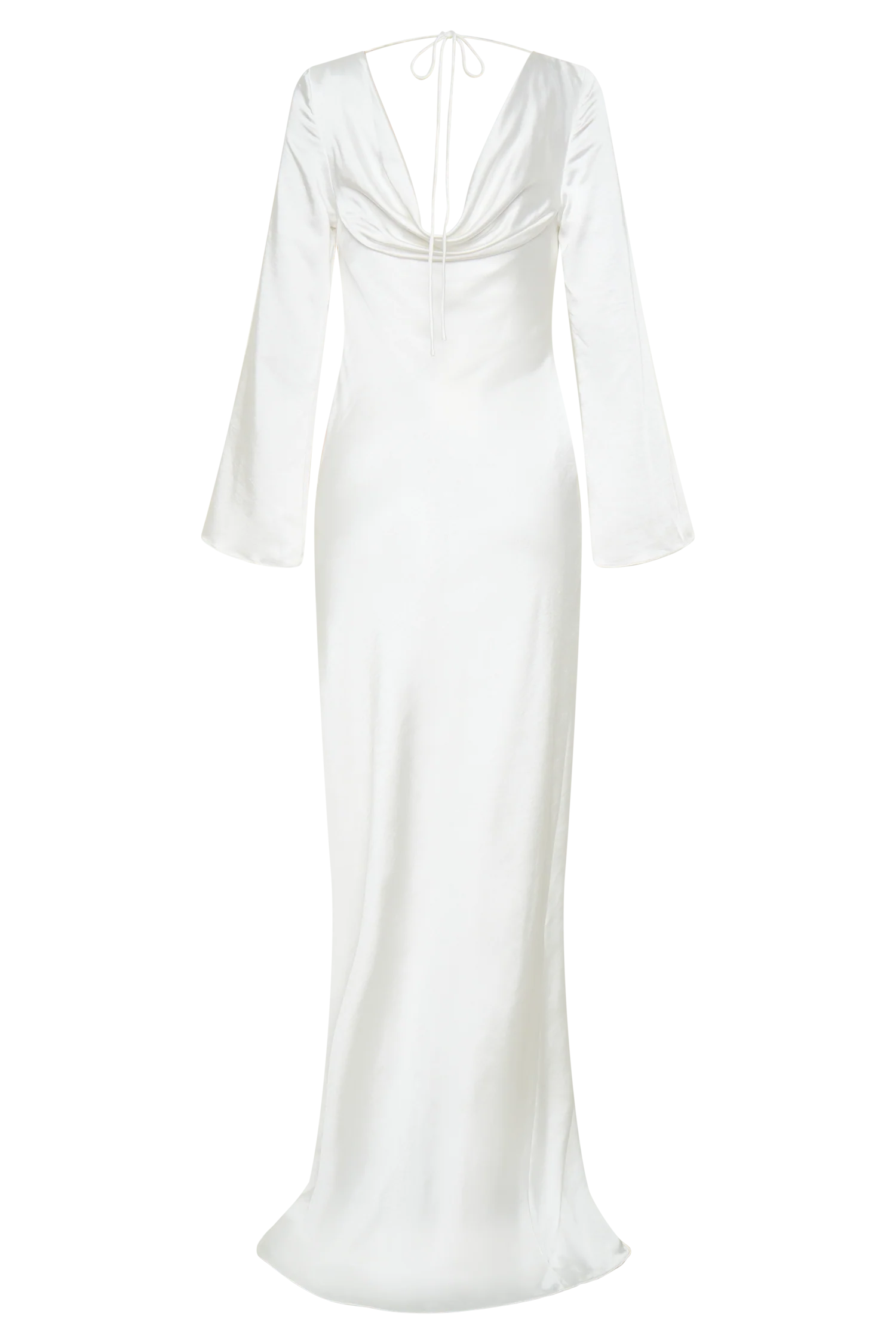 Eliza Long Sleeve Cowl Lace And Satin Maxi Dress - Ivory