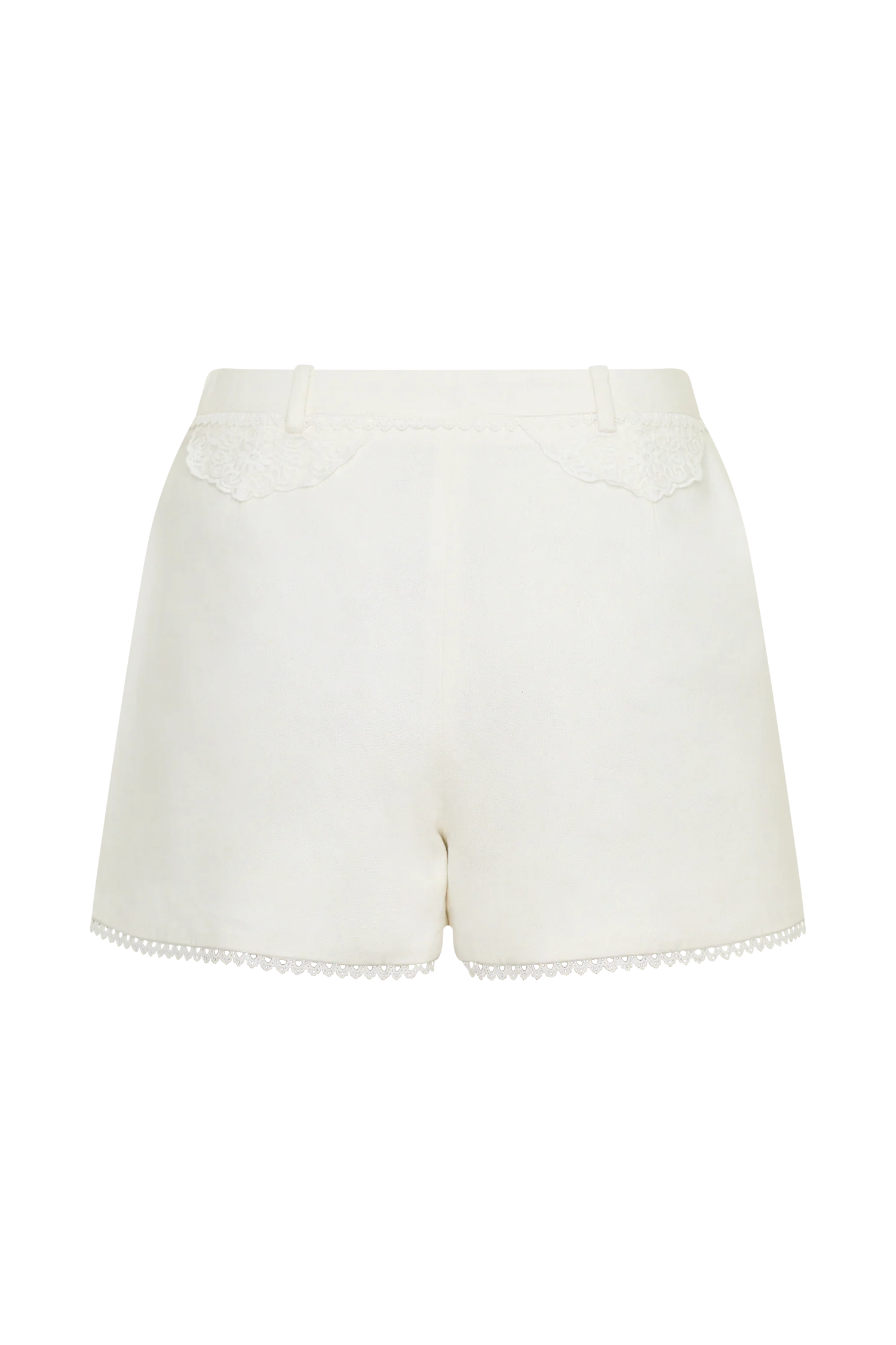 Melody Linen Short With Lace - White