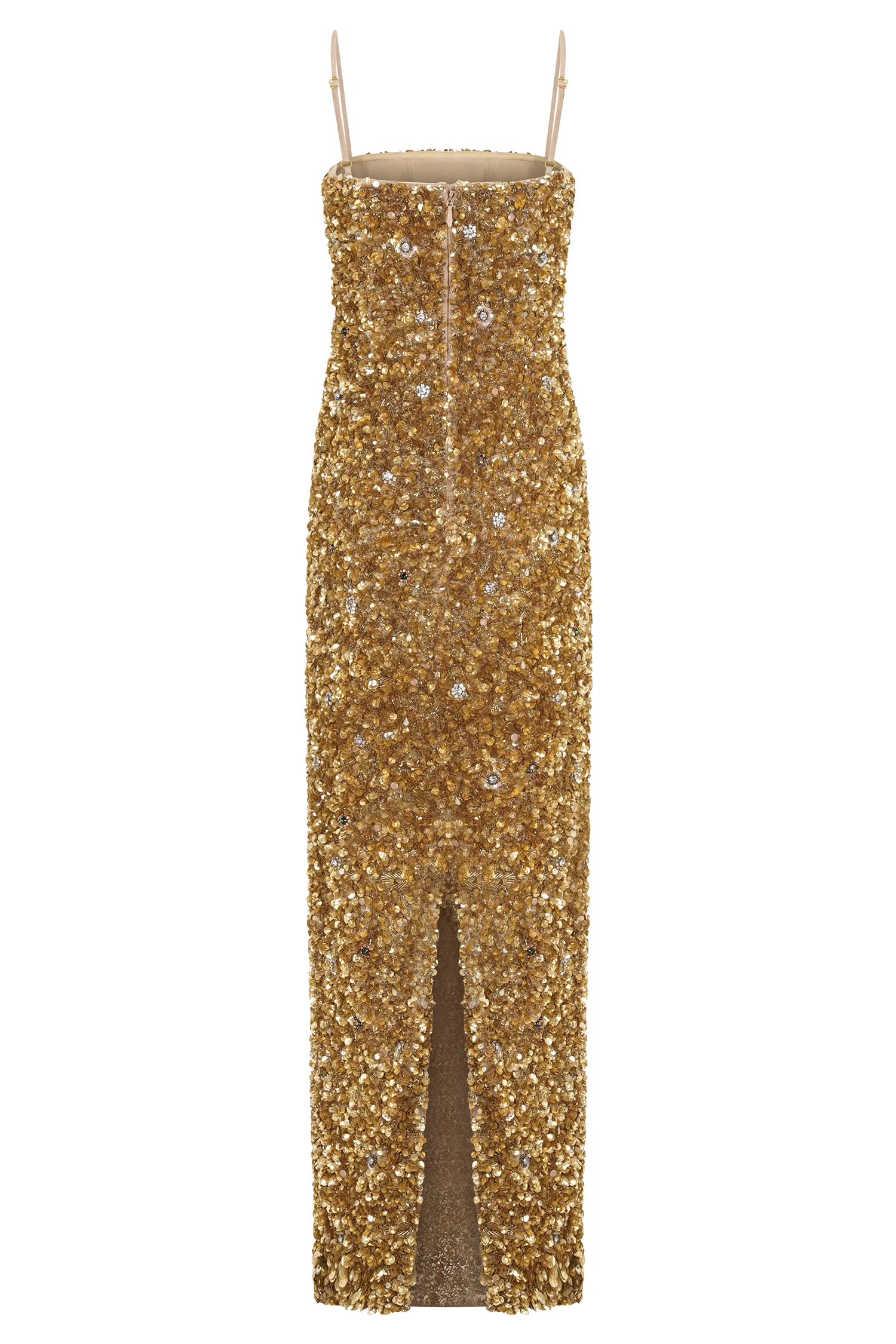 Porter Hand Beaded Midi Dress - Gold