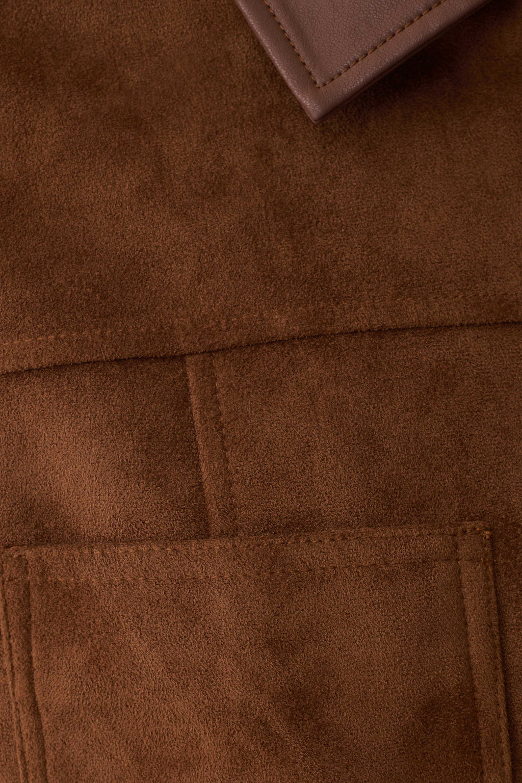 Remy Faux Suede & Leather Collared Jacket - Tan